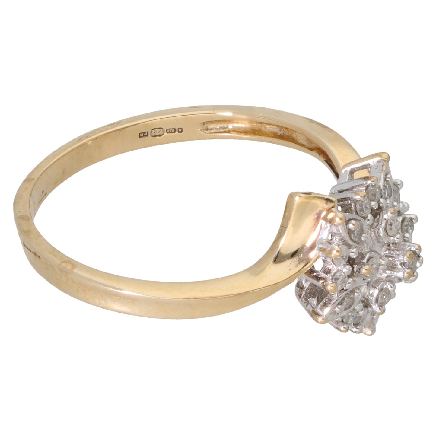 9ct Gold 0.15ct Diamond Cluster Ring Size P