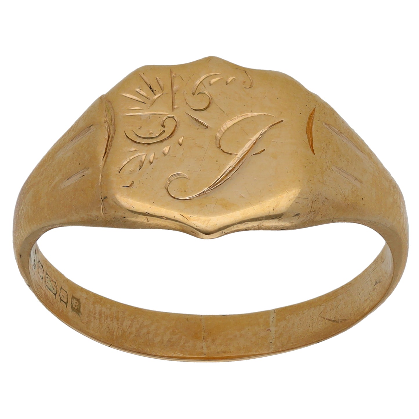 9ct Gold Patterned Signet Ring Size Z