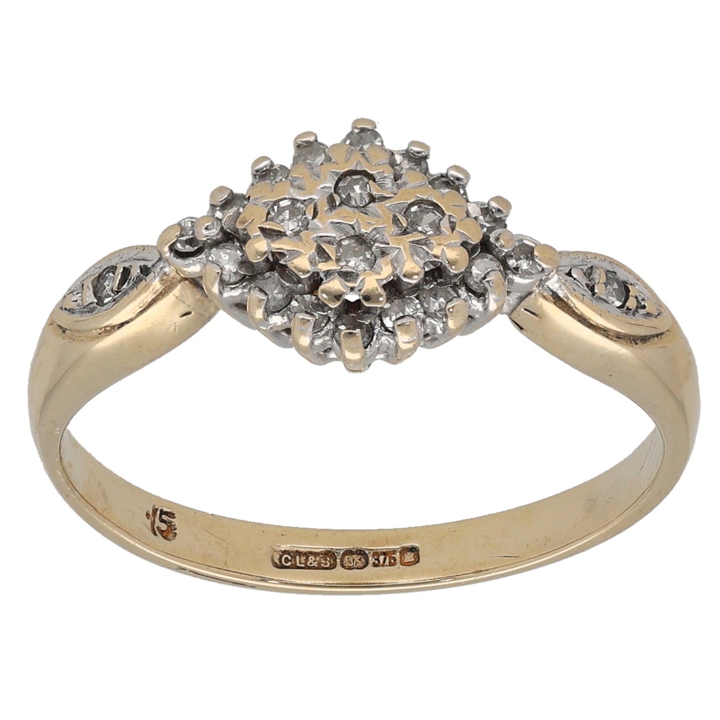9ct Gold 0.11ct Diamond Dress/Cocktail Ring Size O