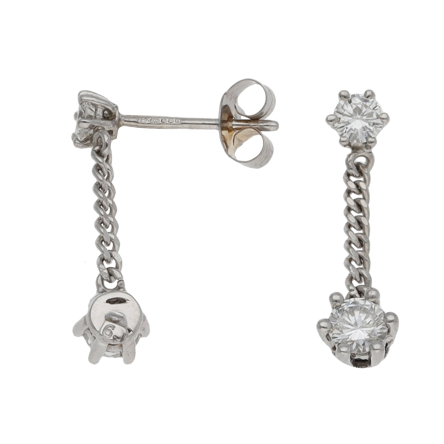 9ct White Gold 0.80ct Diamond Drop Earrings