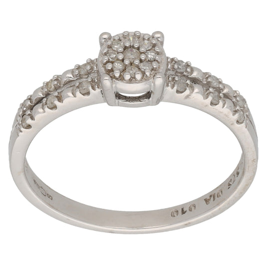 9ct White Gold 0.10ct Diamond Dress/Cocktail Ring Size K
