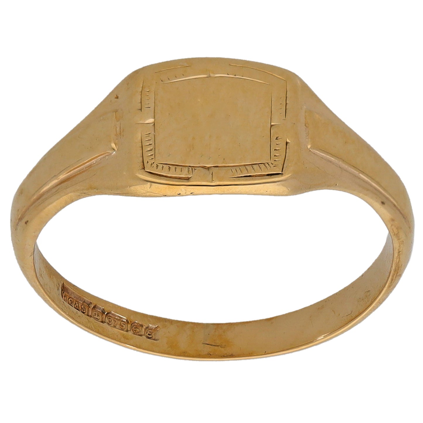 9ct Gold Patterned Signet Ring Size M