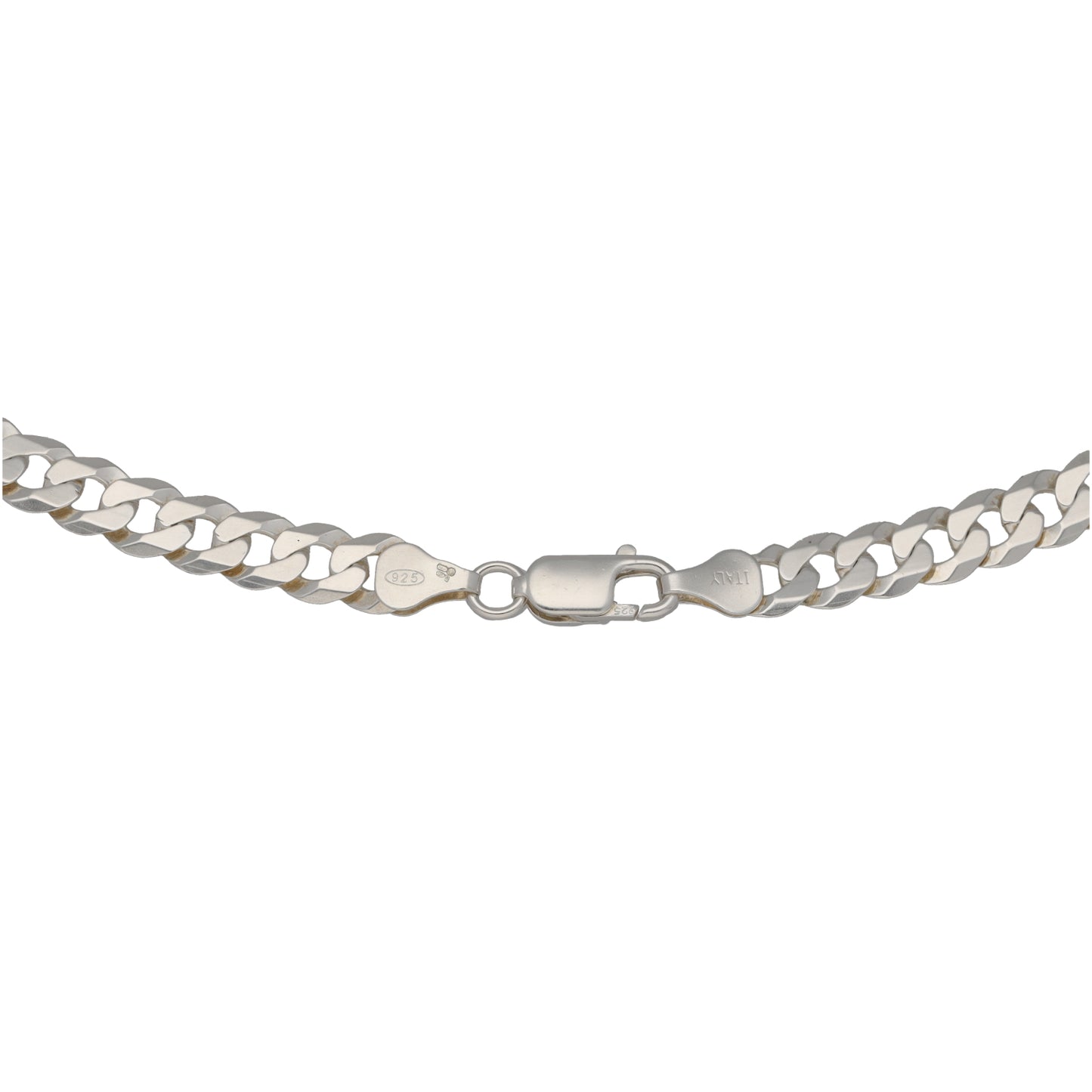 Sterling silver curb chain necklace with spring-ring clasp and tag
