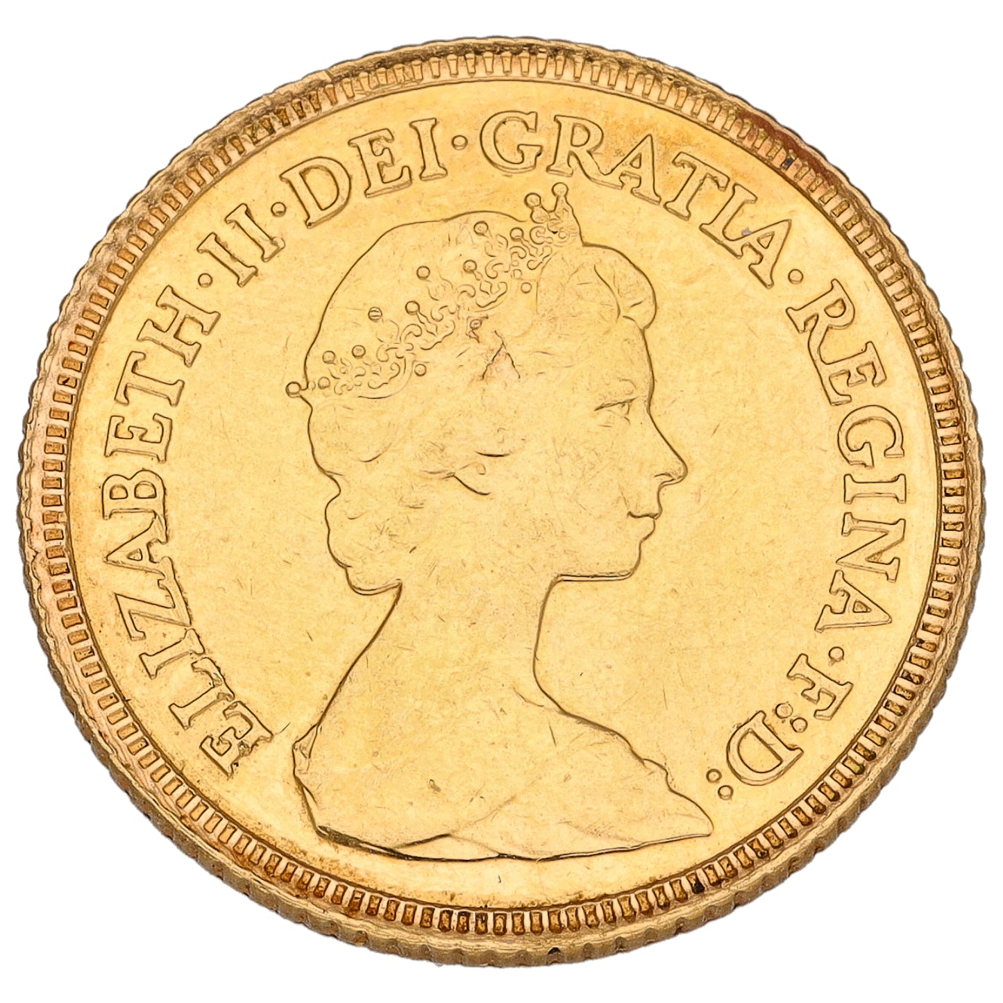 22ct Gold Queen Elizabeth II Half Sovereign Coin 1982