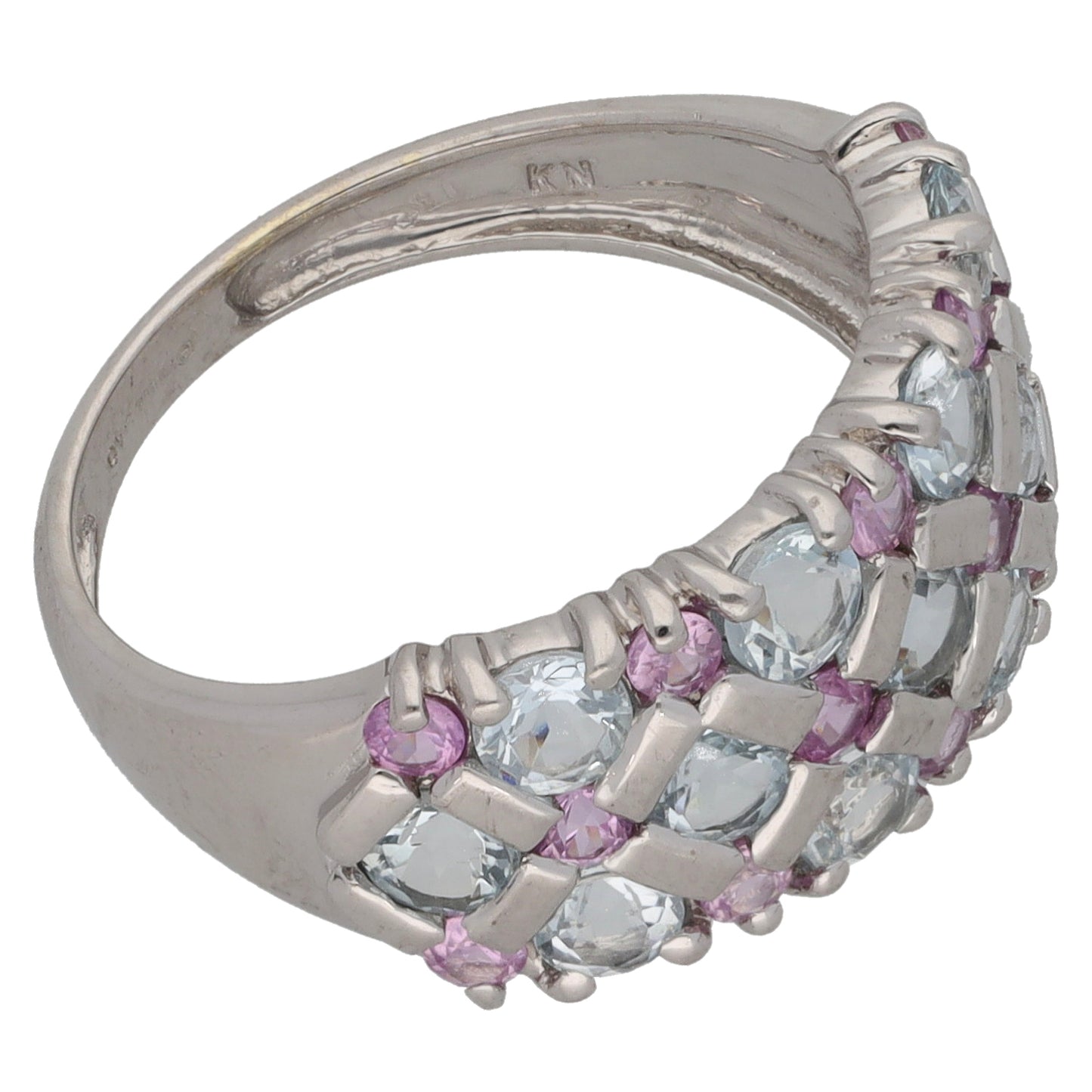9ct White Gold Sapphire & Aquamarine Dress/Cocktail Ring Size L