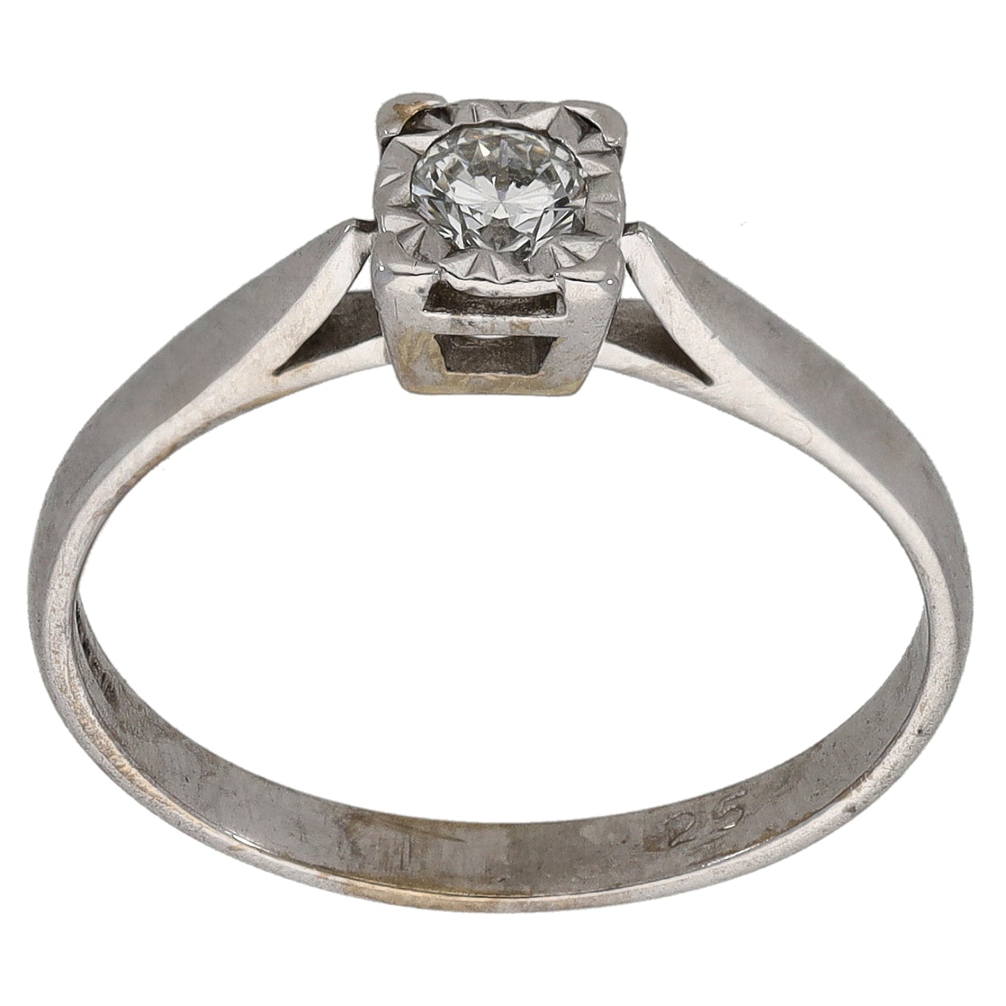 18ct White Gold 0.25ct Diamond Solitaire Ring Size N