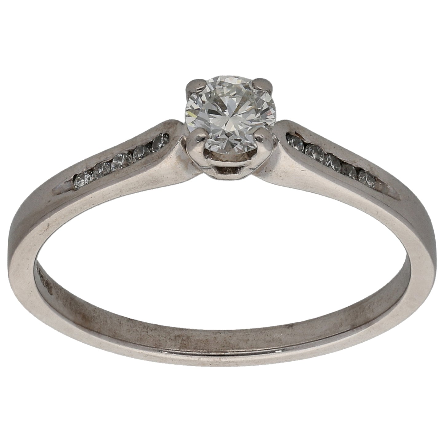 18ct White Gold 0.33ct Diamond Solitaire Ring With Accent Stones Size N