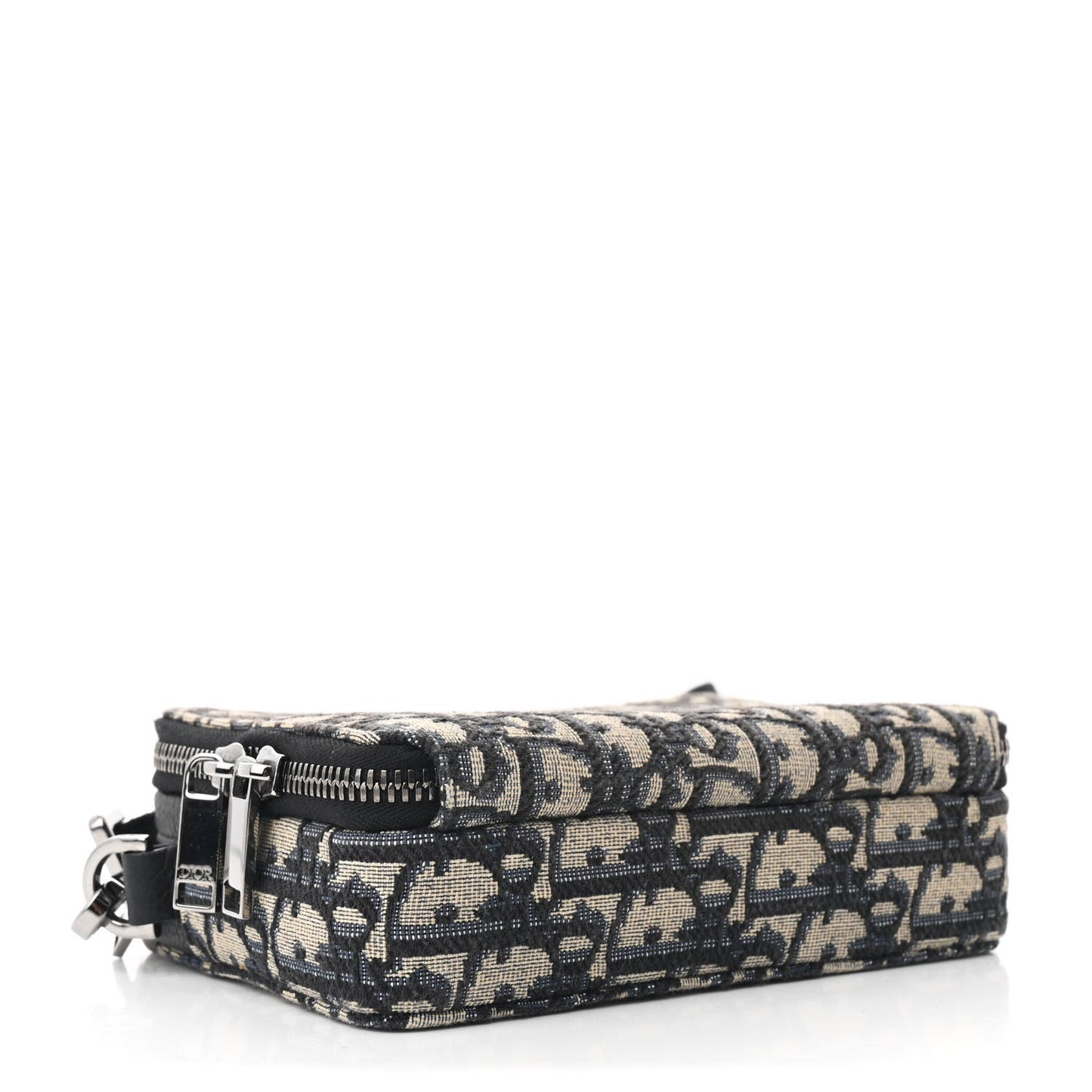 Christian Dior Zipped Pouch Oblique Canvas Bag - Beige & Black