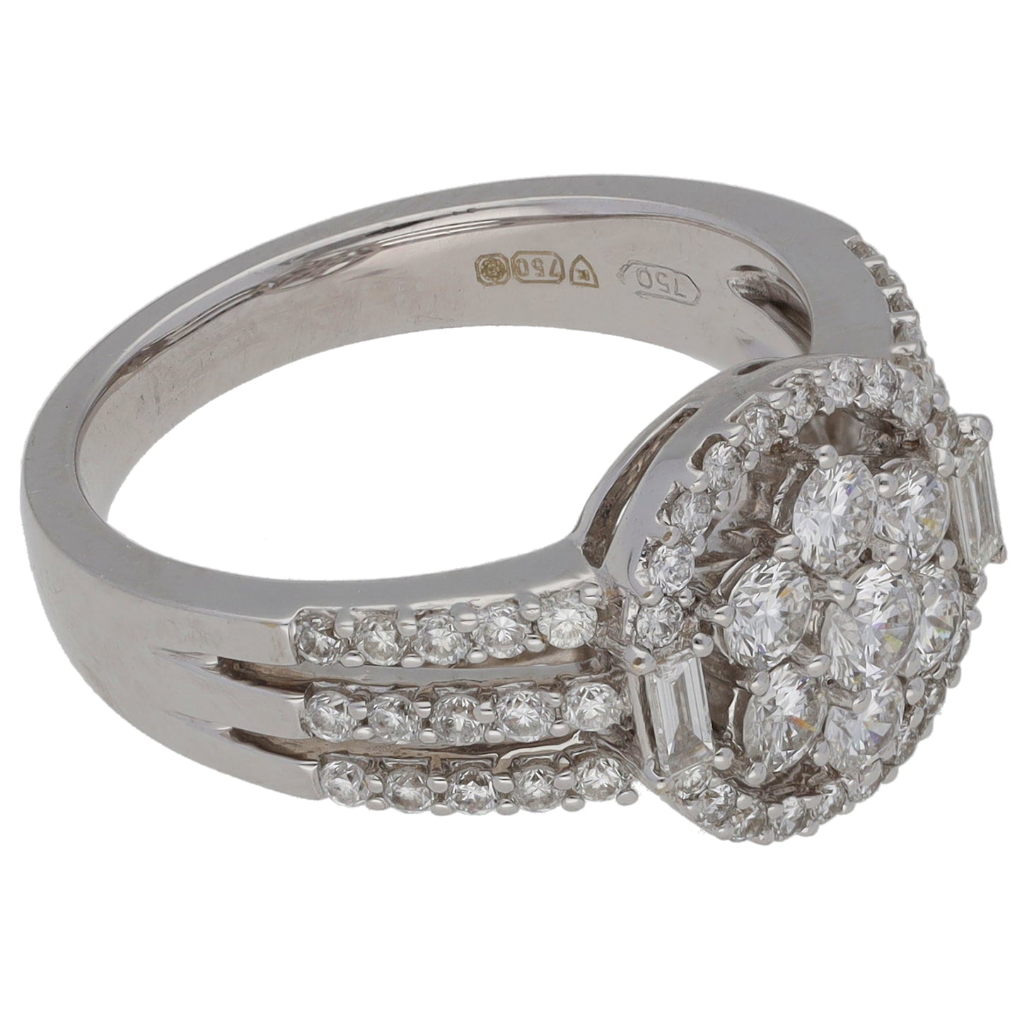 18ct White Gold 0.68ct Diamond Cluster Ring Size L