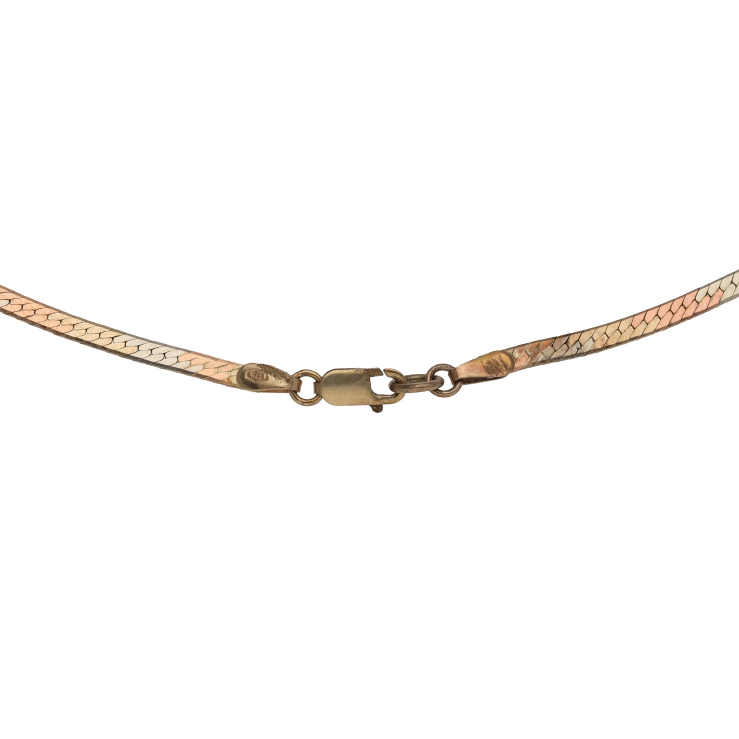 9ct Tricolour Gold Herringbone Chain 18"