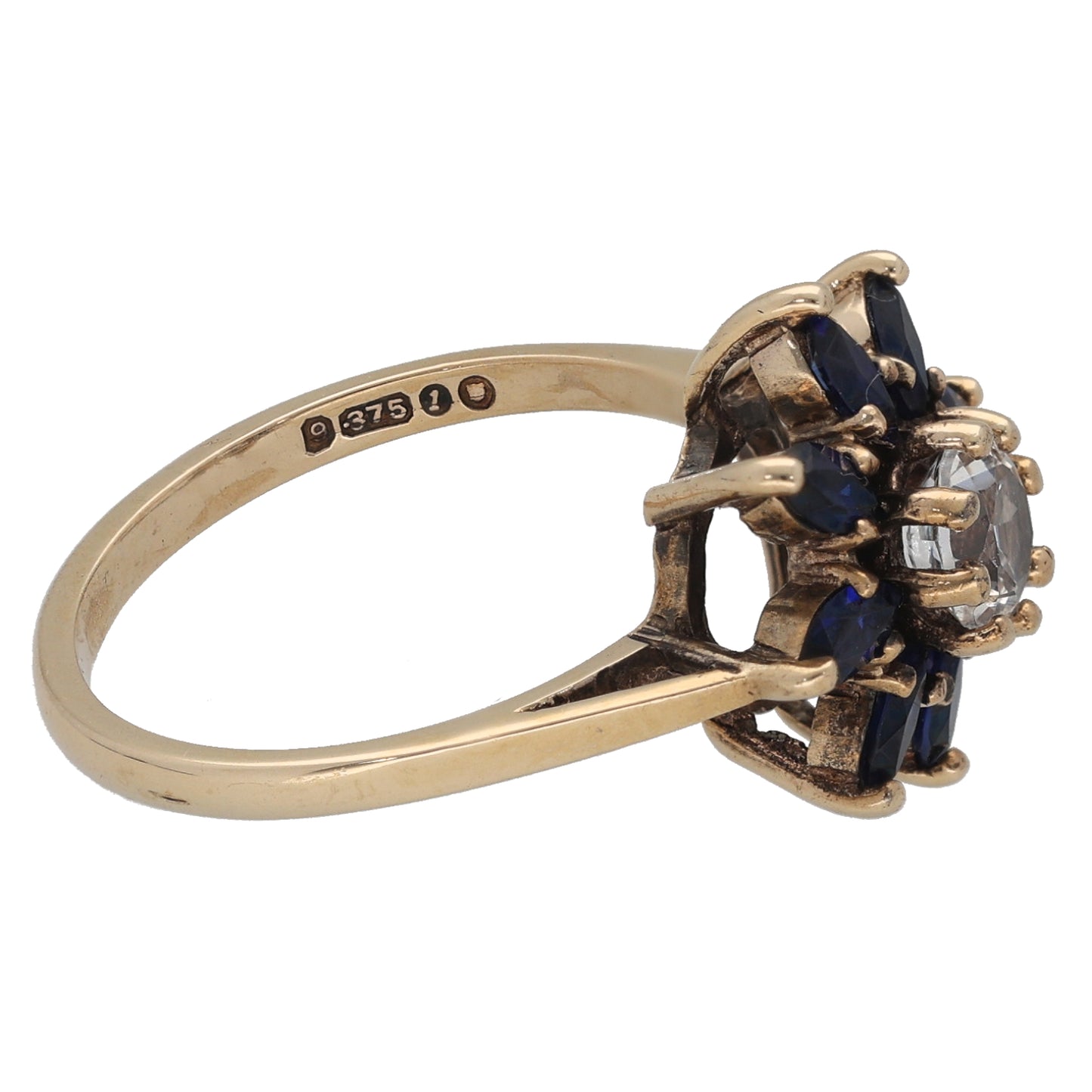 9ct Gold Imitation Gems Cluster Ring Size M