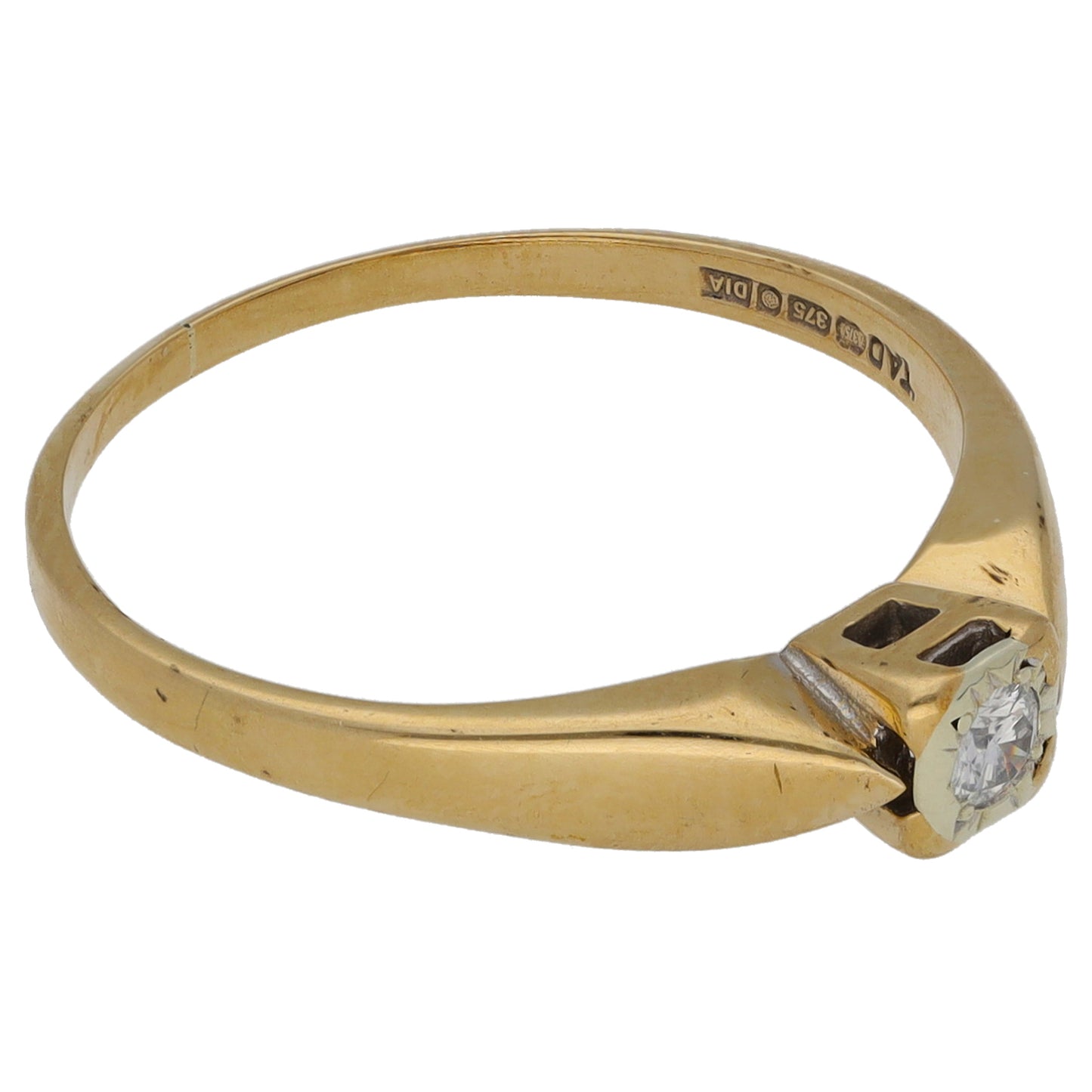 9ct Gold 0.07ct Diamond Solitaire Ring Size N