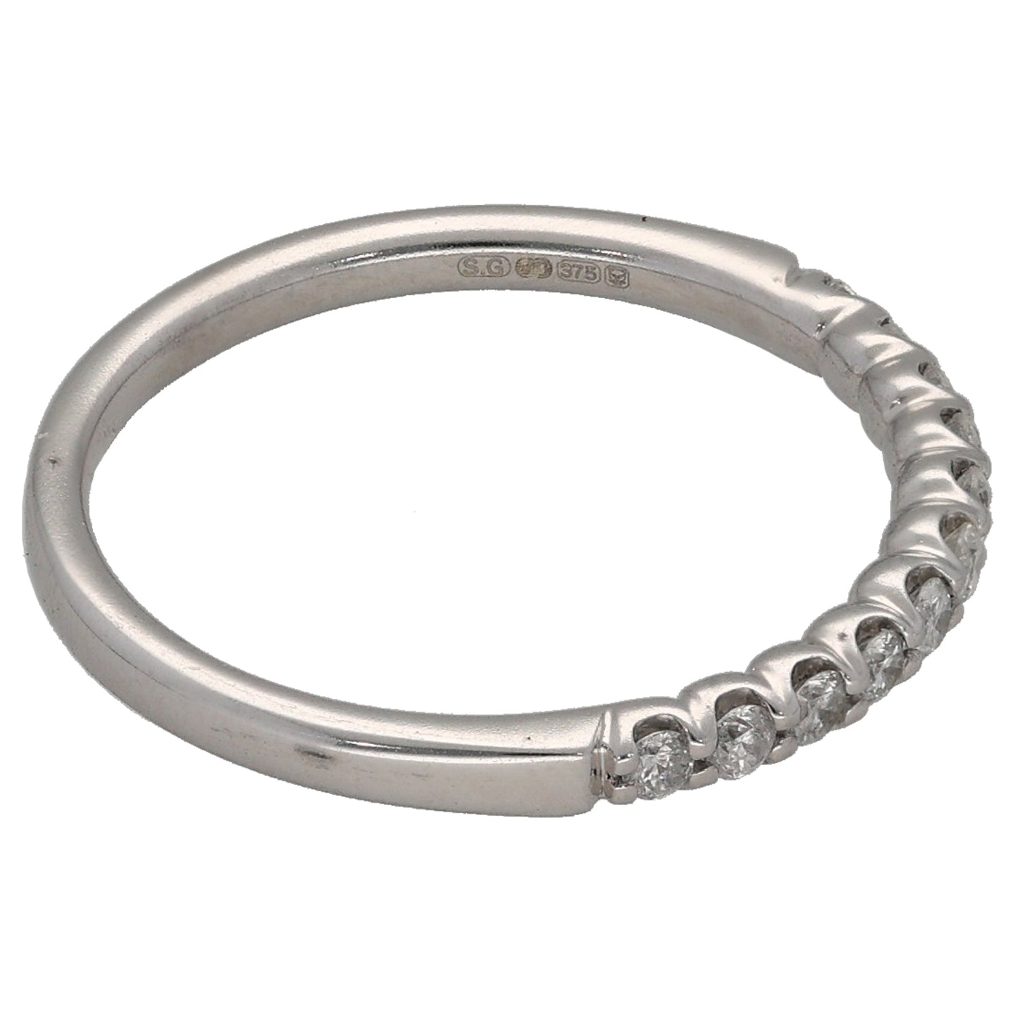 9ct White Gold 0.20ct Diamond Half Eternity Ring Size K