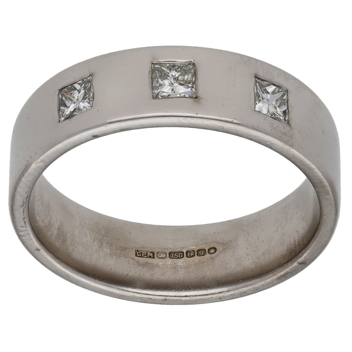 18ct White Gold 0.20ct Diamond Trilogy Ring Size P