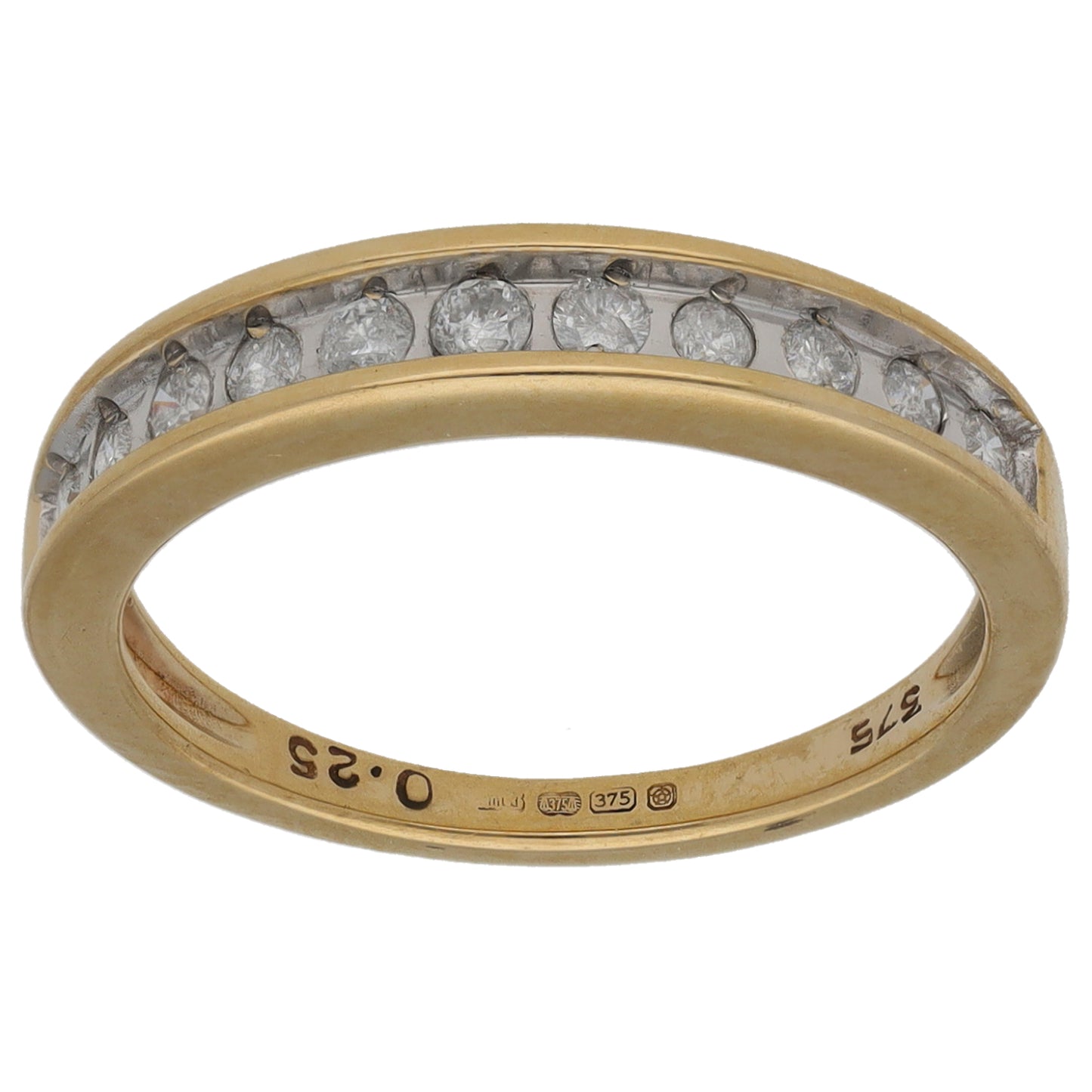 9ct Gold 0.25ct Diamond Half Eternity Ring Size M