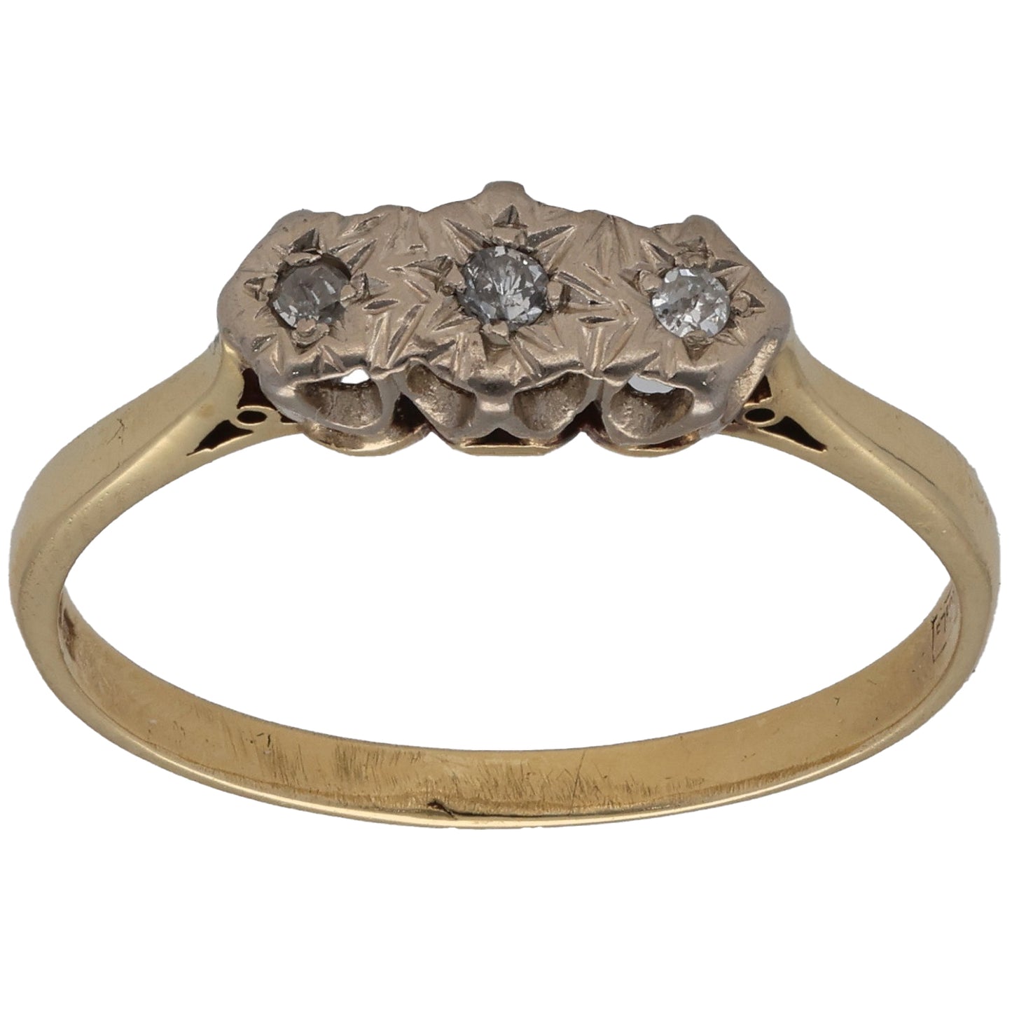 18ct Gold 0.06ct Diamond Trilogy Ring Size Q