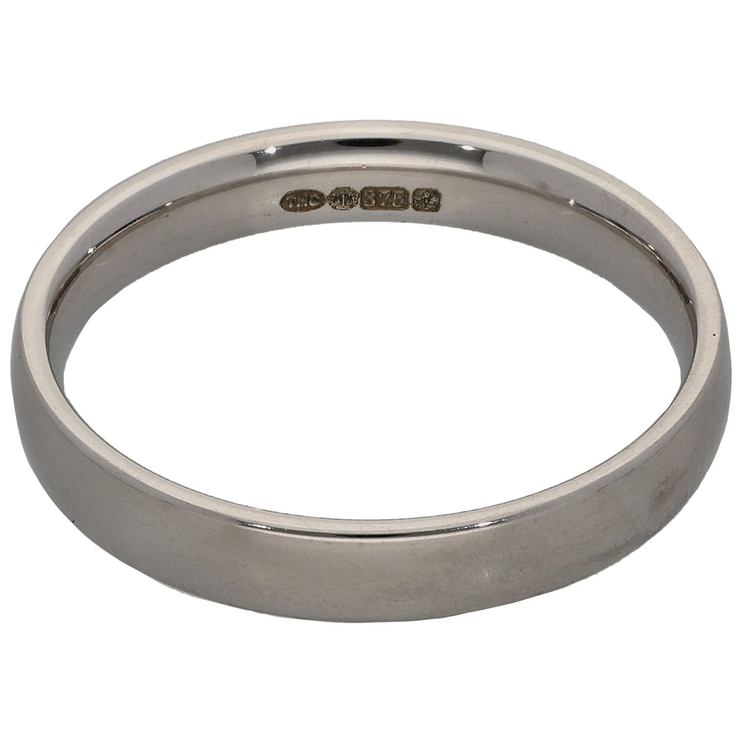 9ct White Gold Plain Wedding Ring Size O