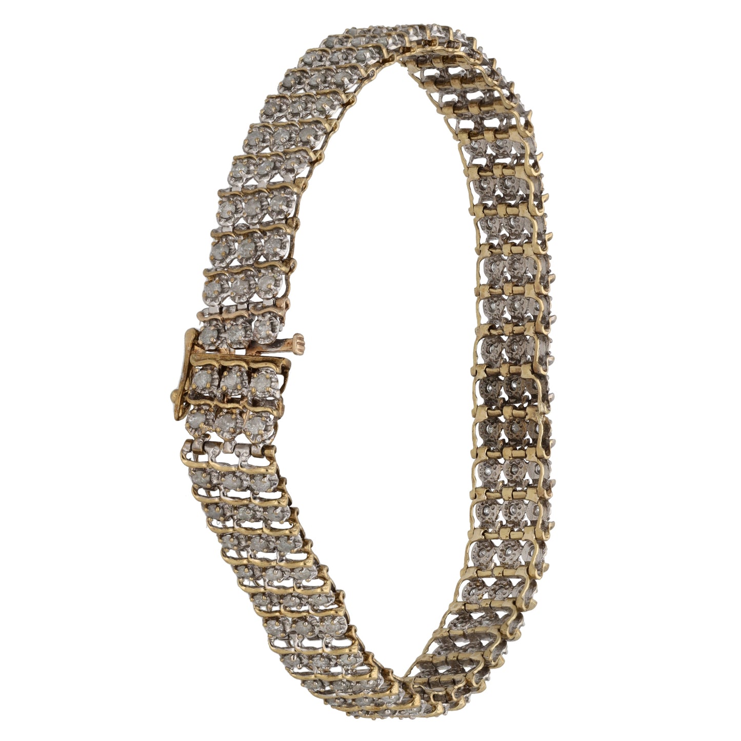 9ct Gold 1.38ct Diamond Fancy Stone Set Bracelet