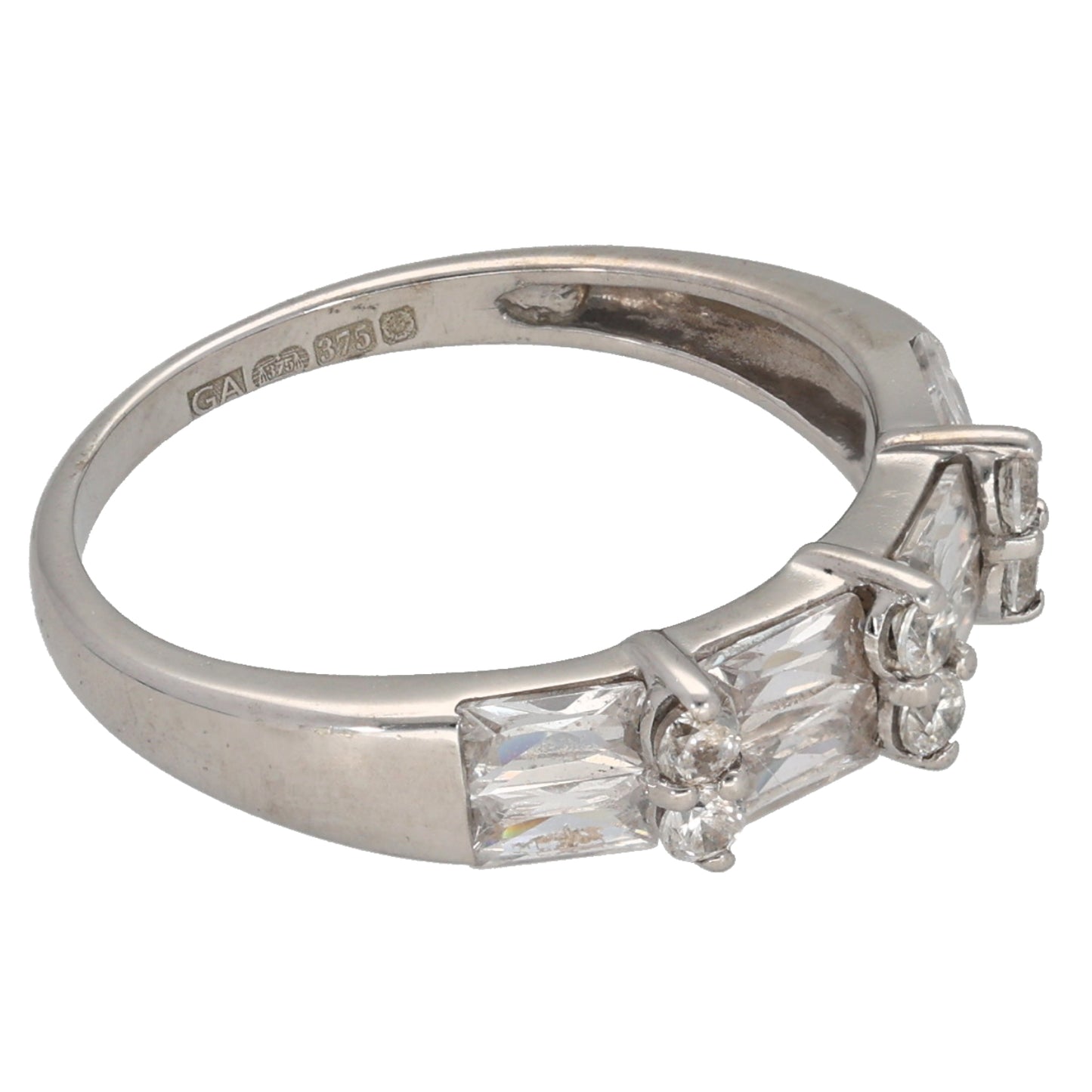 9ct White Gold Cubic Zirconia Dress/Cocktail Ring Size M