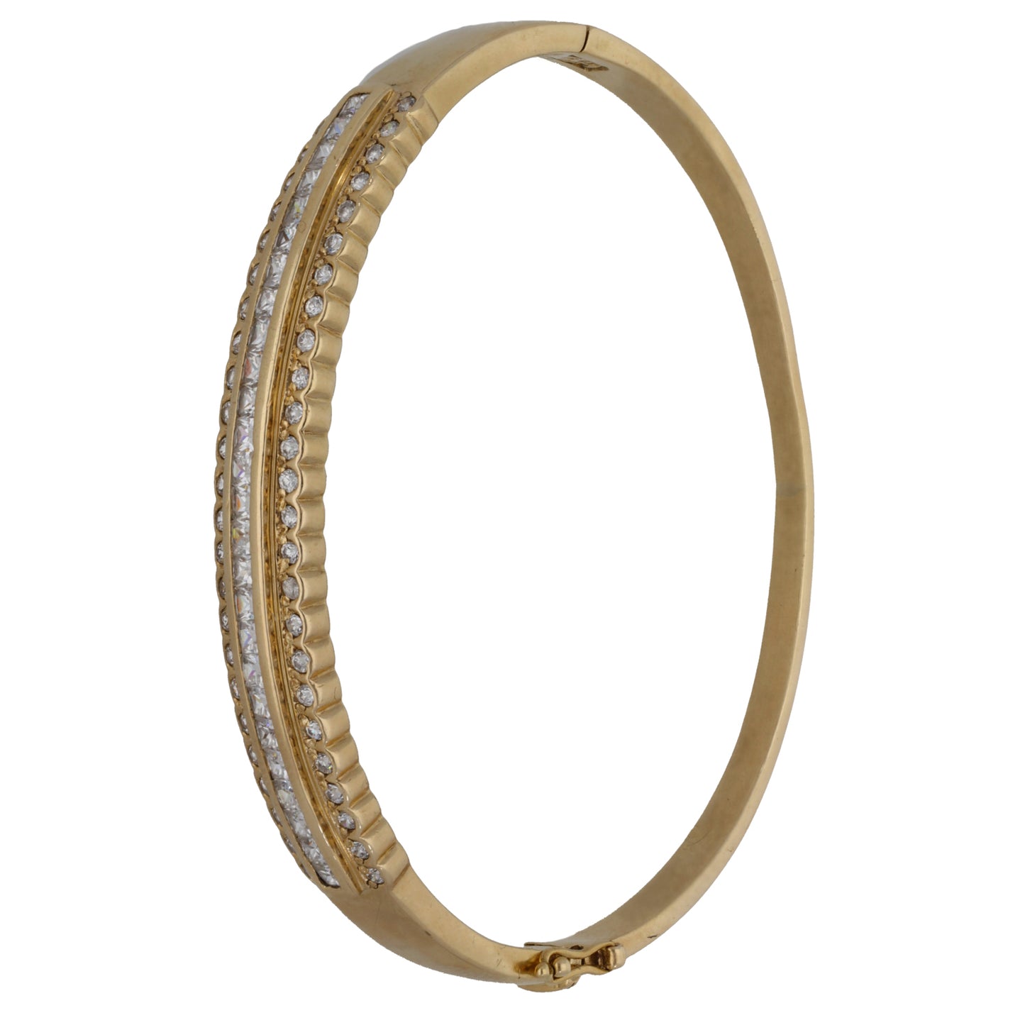 9ct Gold Cubic Zirconia Hinged/Clasp Bangle