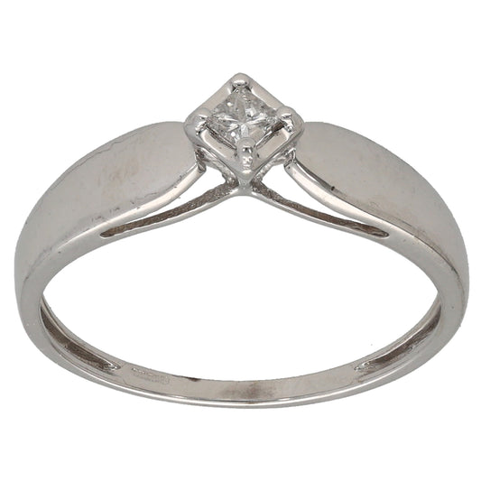 9ct White Gold 0.10ct Diamond Solitaire Ring Size N