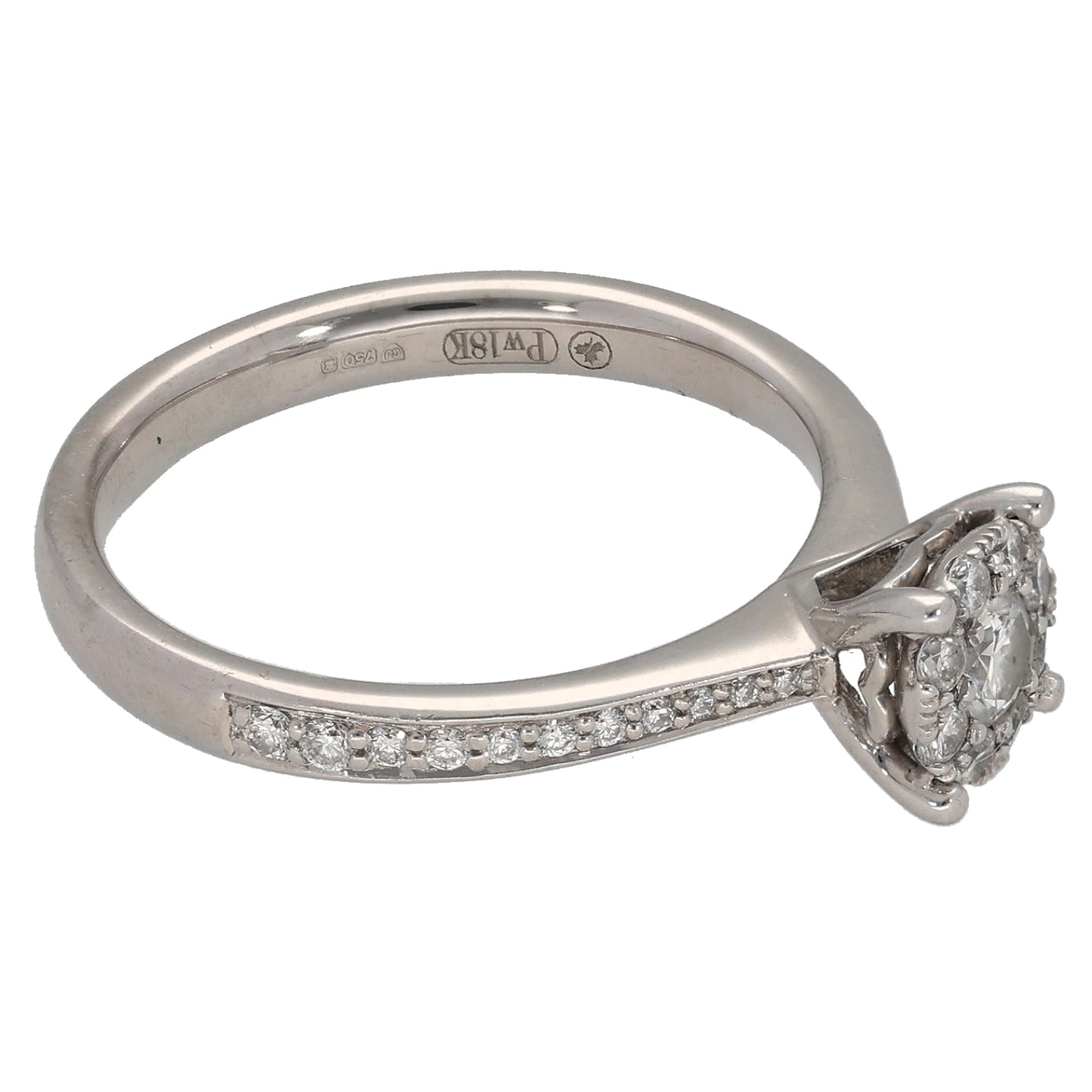 18ct White Gold 0.37ct Diamond Cluster Ring Size L