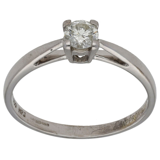 18ct White Gold 0.33ct Diamond Solitaire Ring Size P