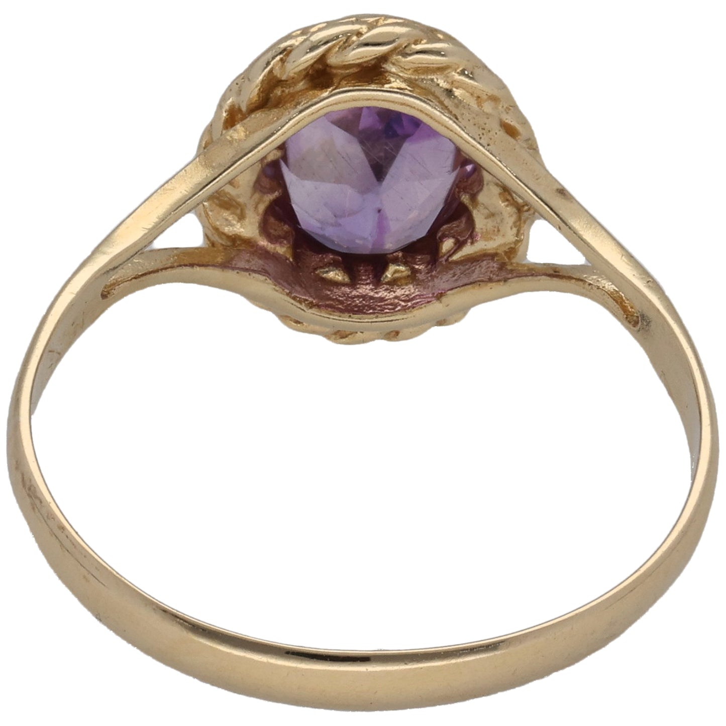 9ct Gold Amethyst Single Stone Ring Size N