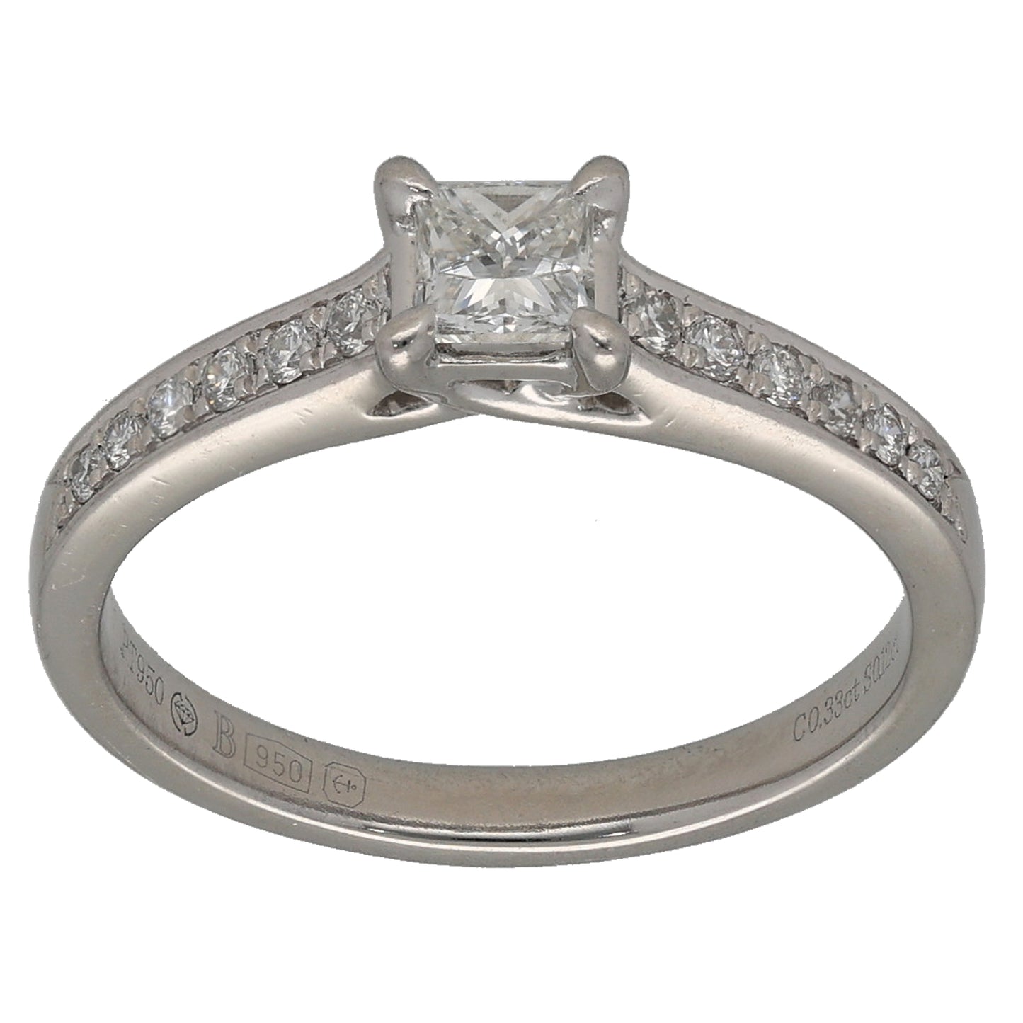 Platinum 0.45ct Diamond Solitaire Ring With Accent Stones Size K