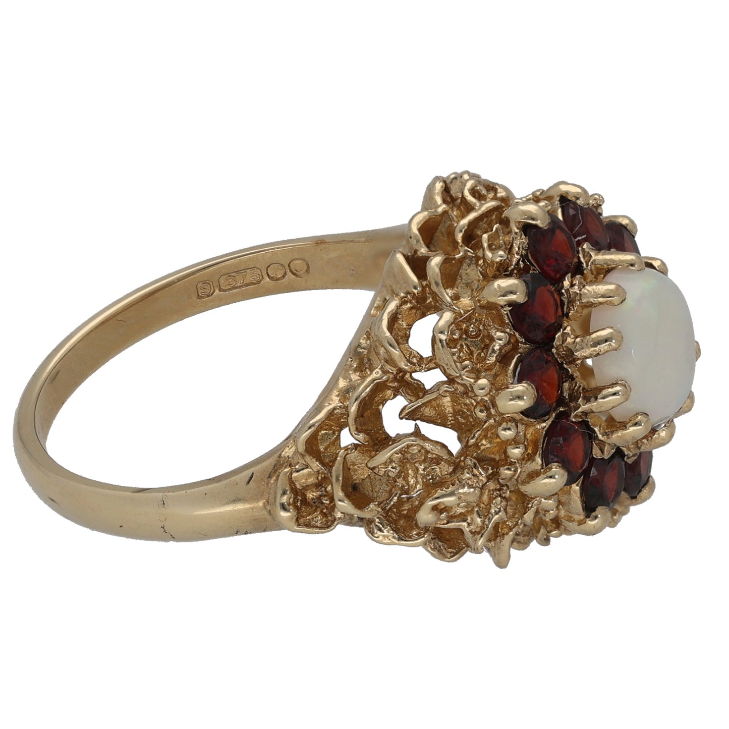 9ct Gold Garnet & Opal Dress/Cocktail Ring Size P
