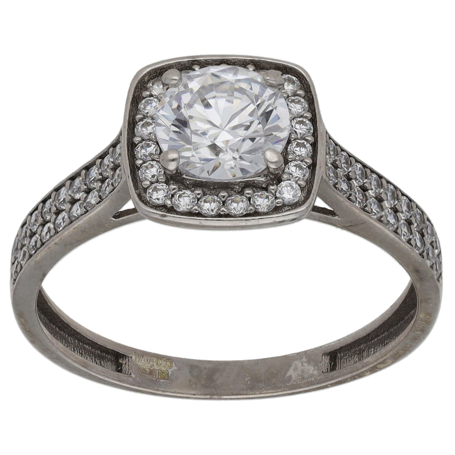 9ct White Gold Cubic Zirconia Halo Ring Size N
