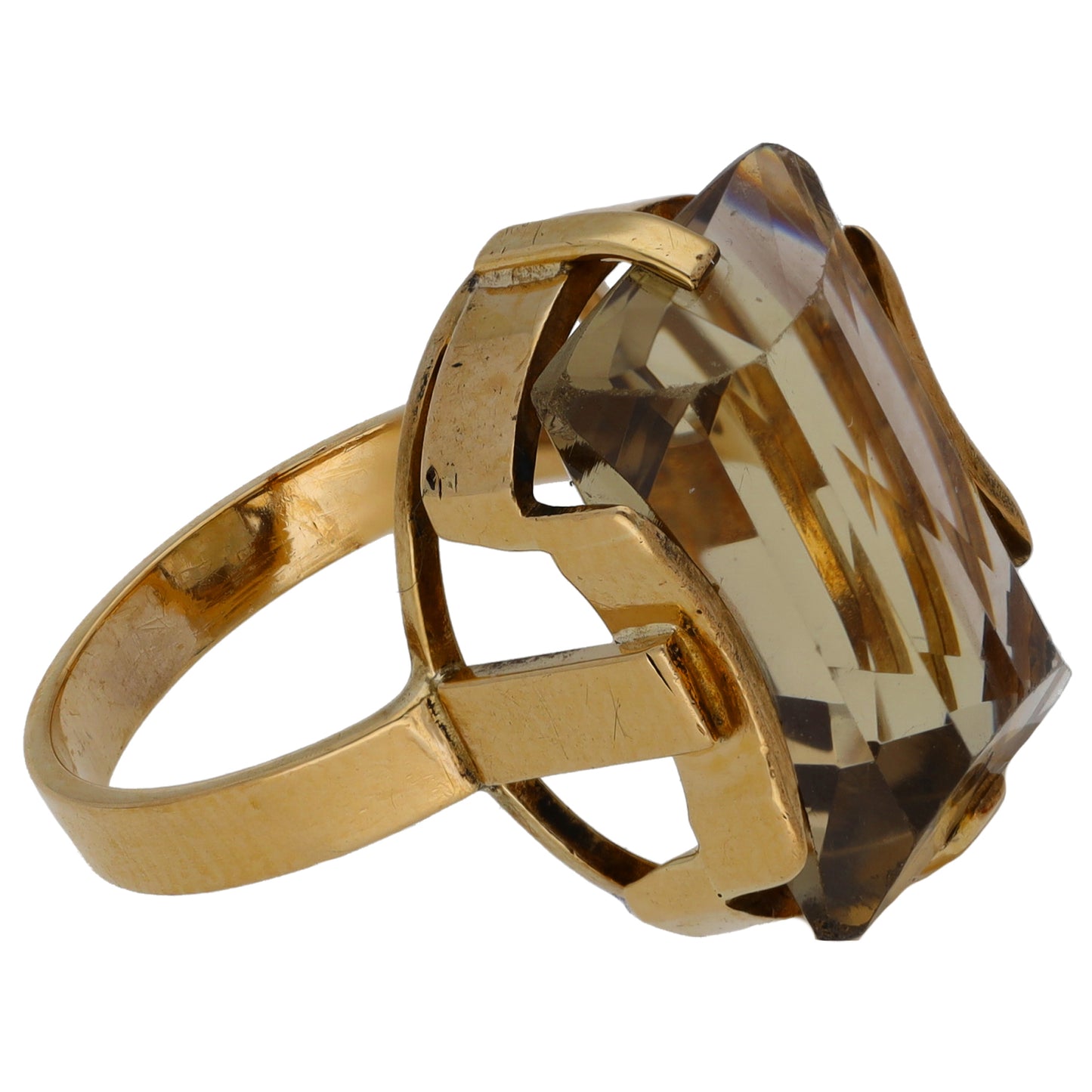9ct Gold Smoky Quartz Single Stone Ring Size L