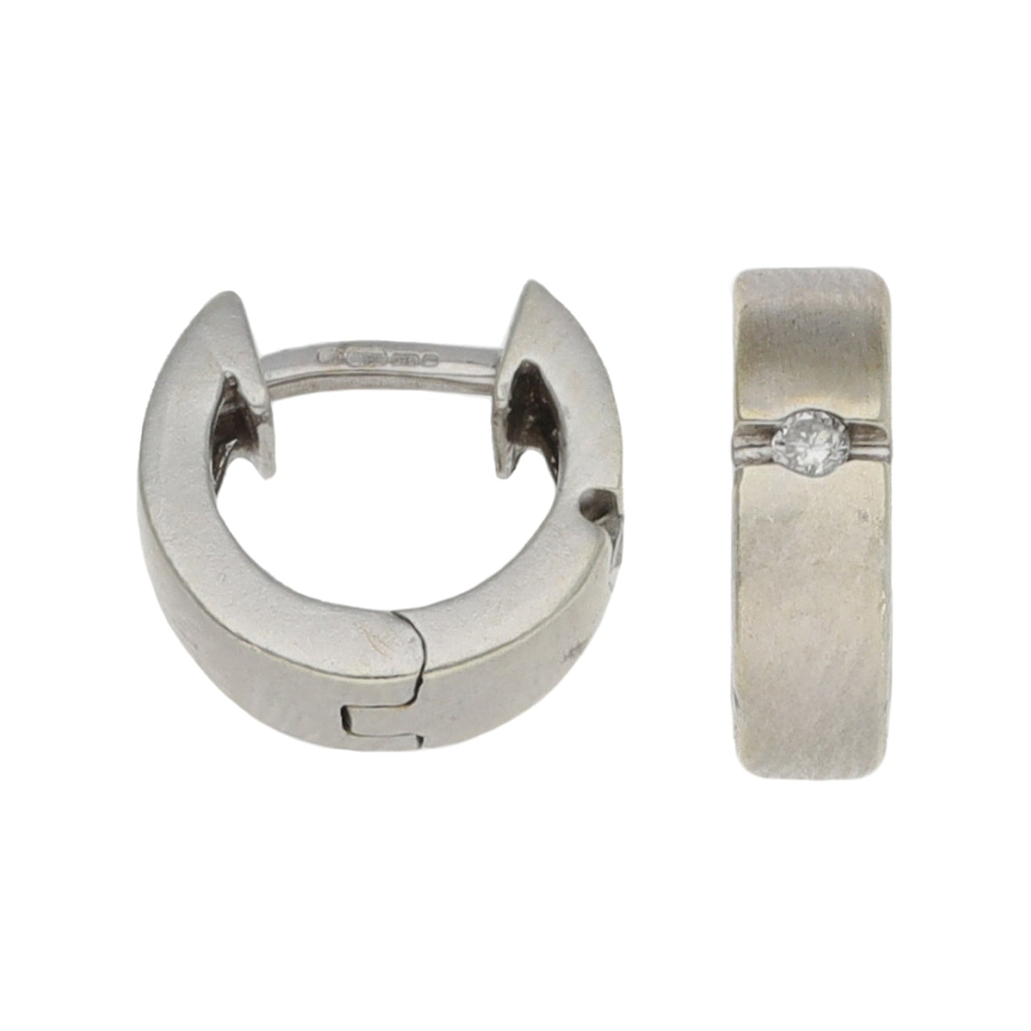 9ct White Gold 0.04ct Diamond Hoop Earrings