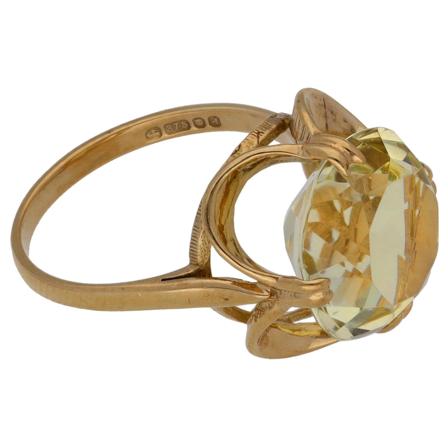 9ct Gold Green Quartz Dress/Cocktail Ring Size M