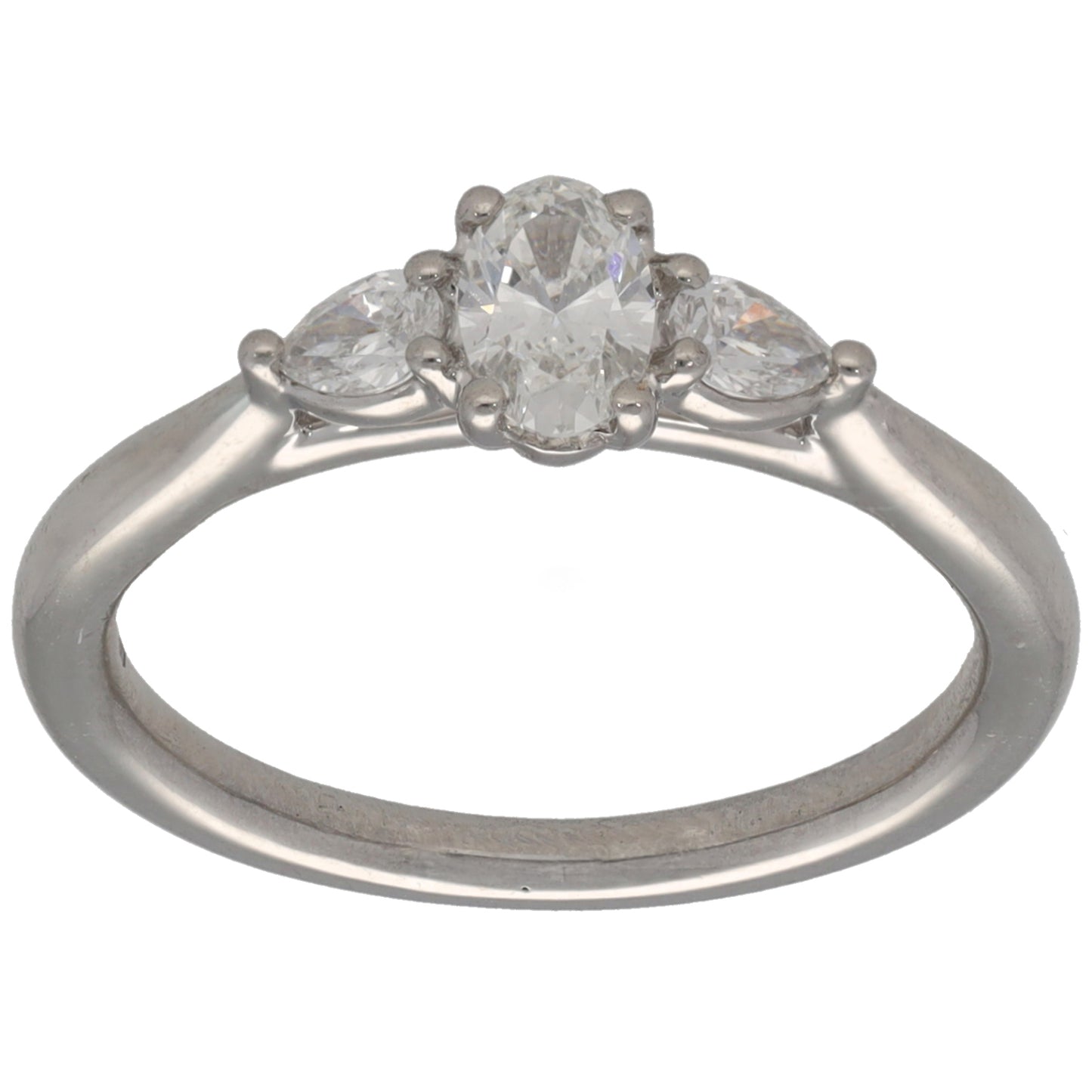Platinum 0.50ct Diamond Trilogy Ring Size M
