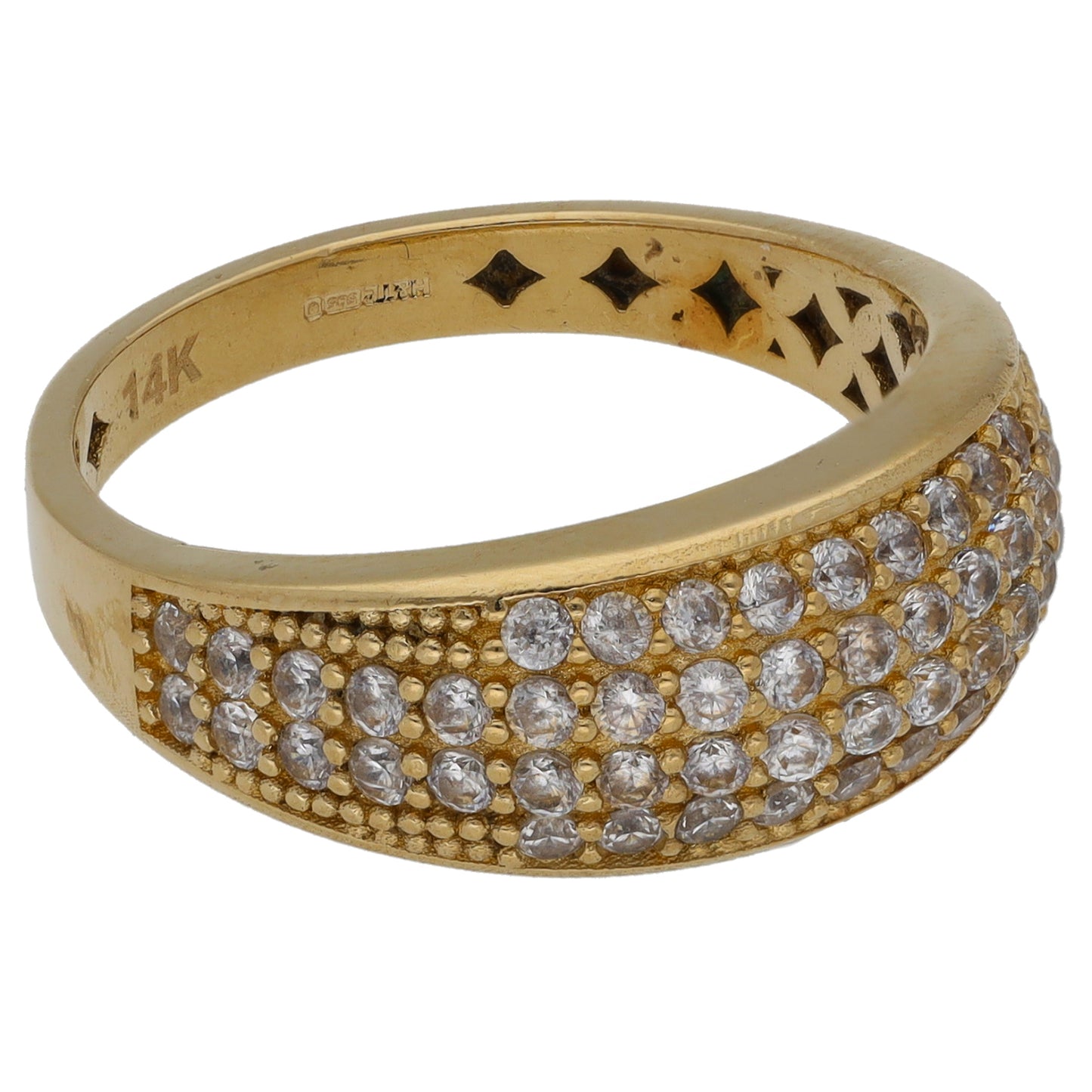 14ct Gold Cubic Zirconia Dress/Cocktail Ring Size O