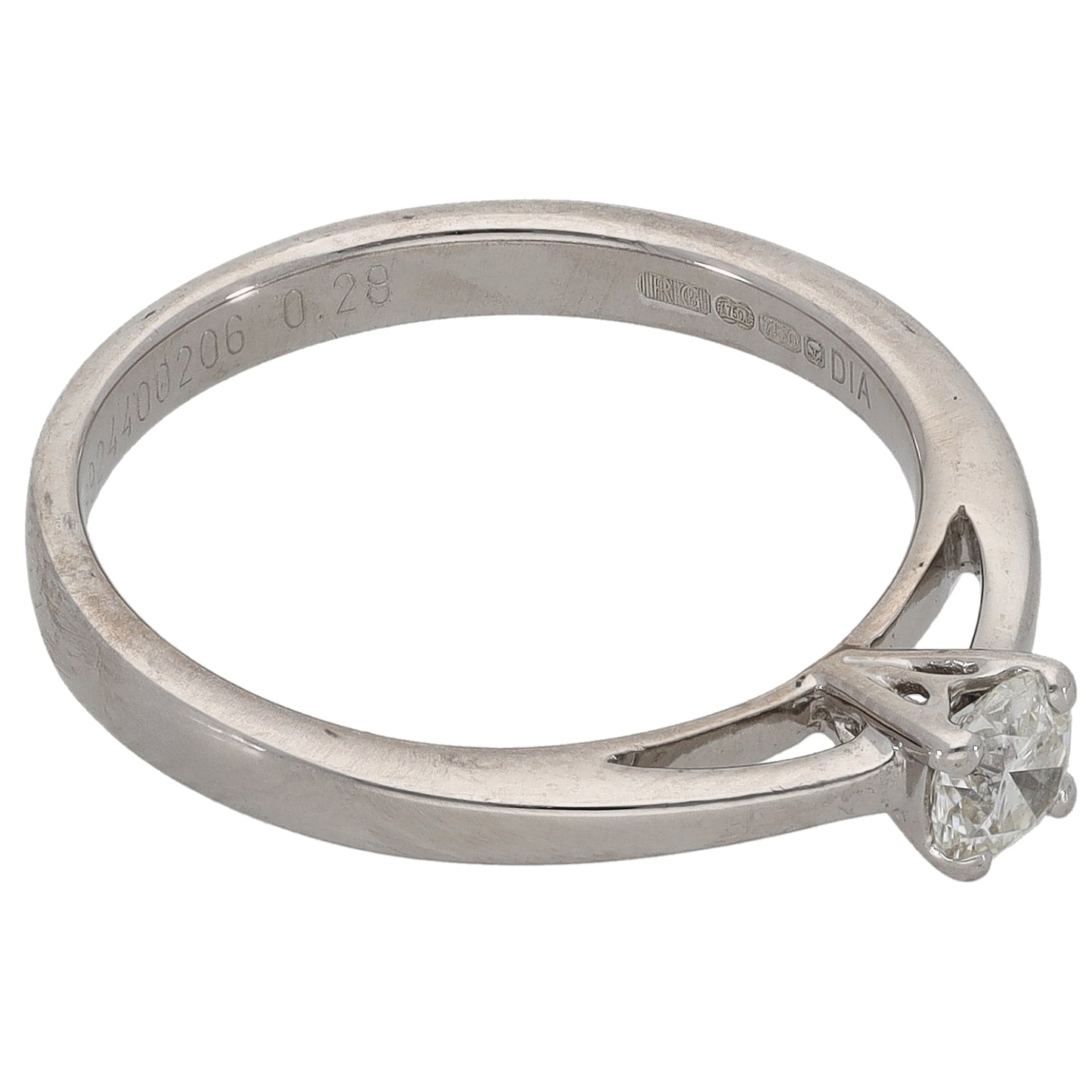 18ct White Gold 0.28ct Diamond Solitaire Ring Size M