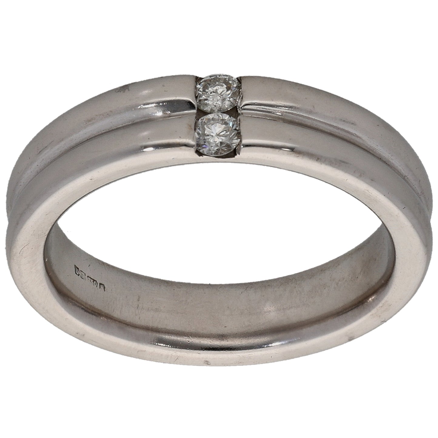 18ct White Gold 0.11ct Diamond Patterned Wedding Ring Size M