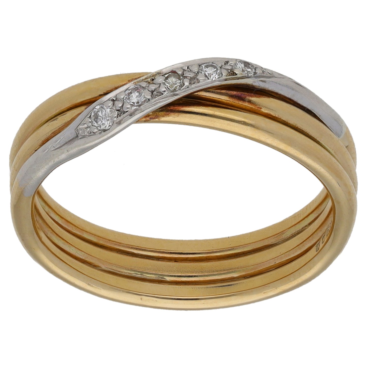 9ct Bicolour Gold 0.05ct Diamond Dress/Cocktail Ring Size M