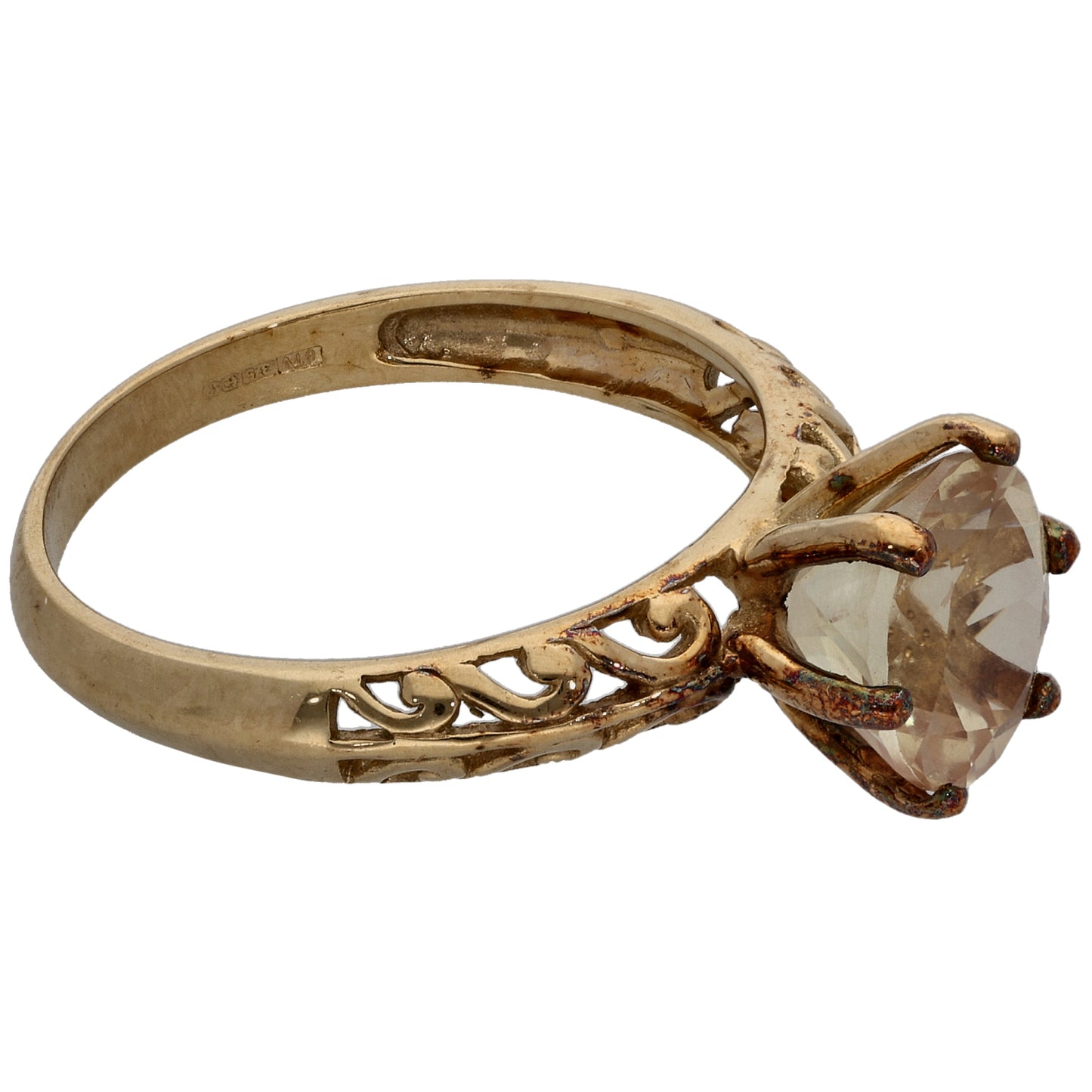 9ct Gold Feldspar Single Stone Ring Size N