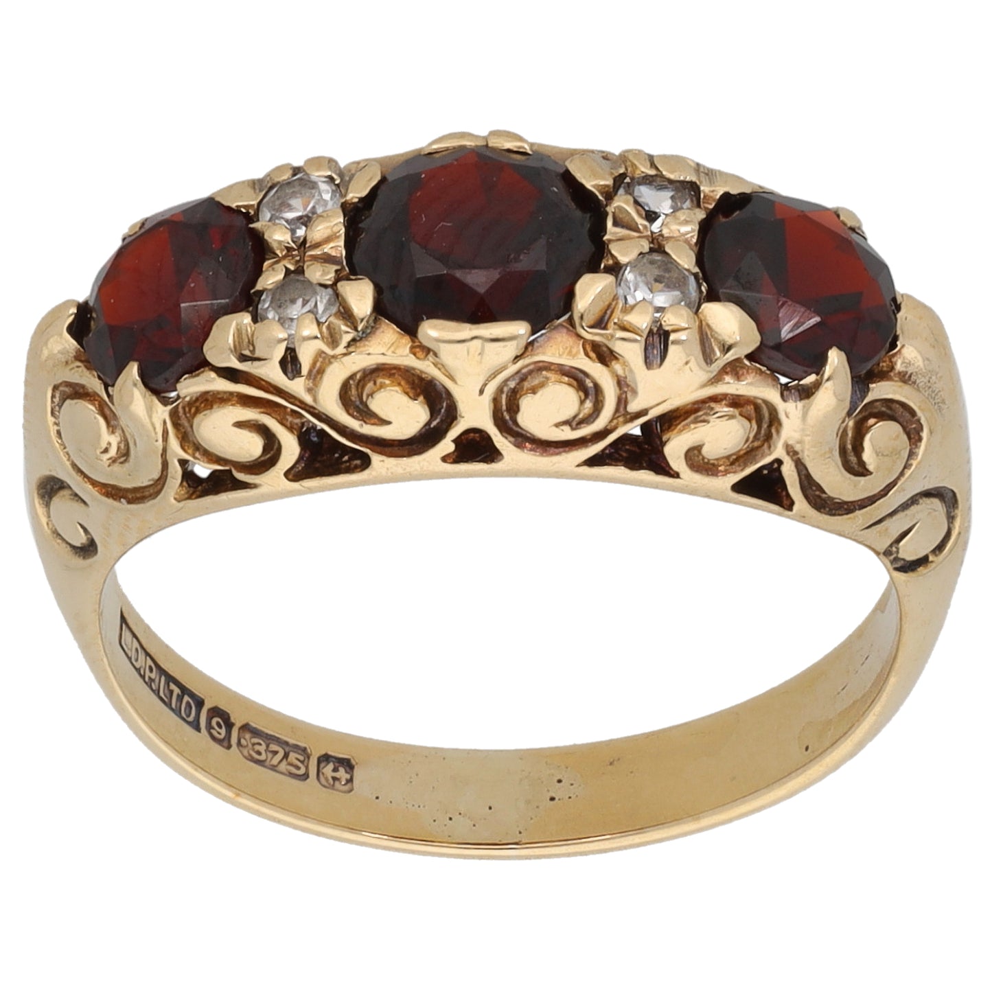 9ct Gold Garnet & Cubic Zirconia Half Eternity Ring Size K
