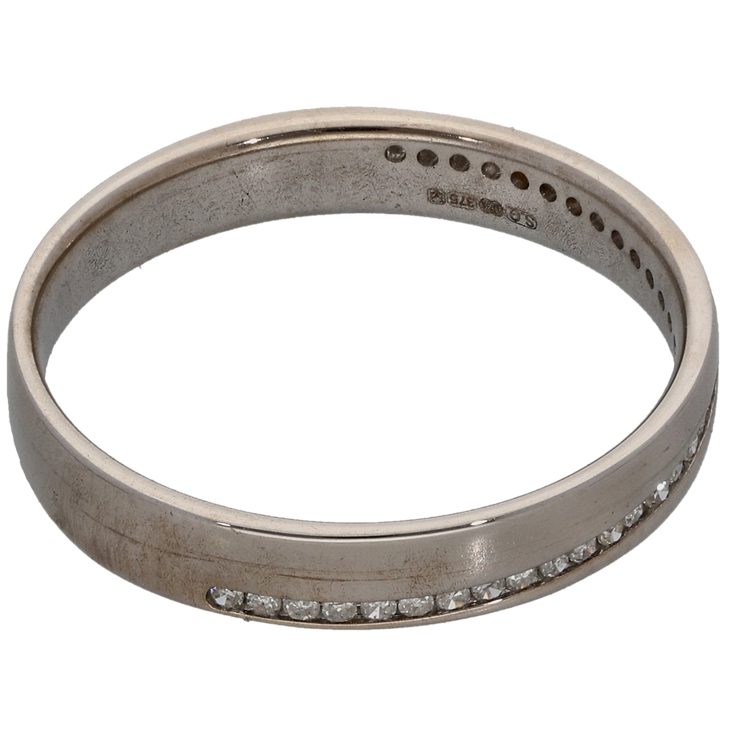 9ct White Gold 0.13ct Diamond Half Eternity Ring Size P