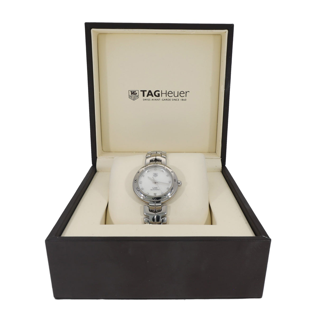 Tag Heuer Link WAT2315, white Mother of Pearl dial with diamond hour markers, in box