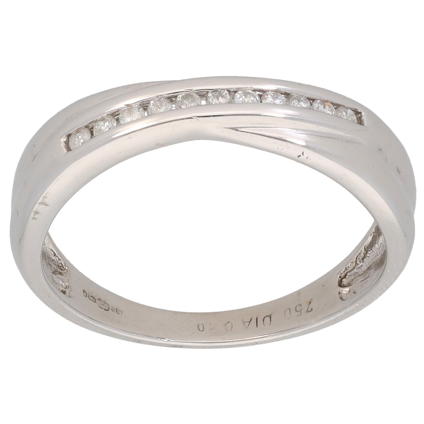 18ct White Gold 0.10ct Diamond Half Eternity Ring Size L