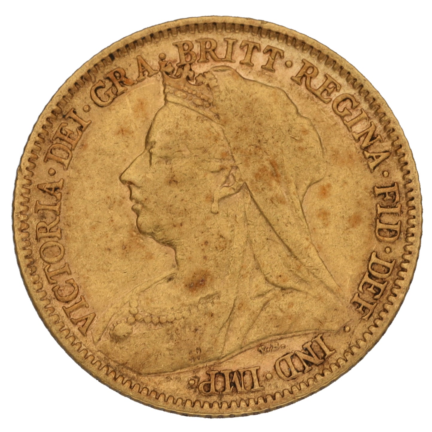 22ct Gold Queen Victoria Half Sovereign Coin 1900