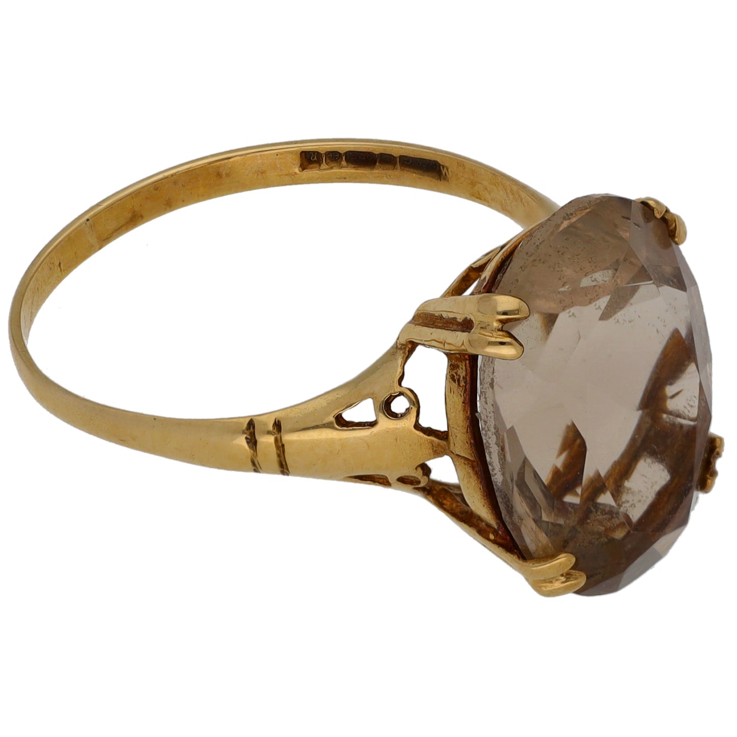 9ct Gold Smoky Quartz Single Stone Ring Size P