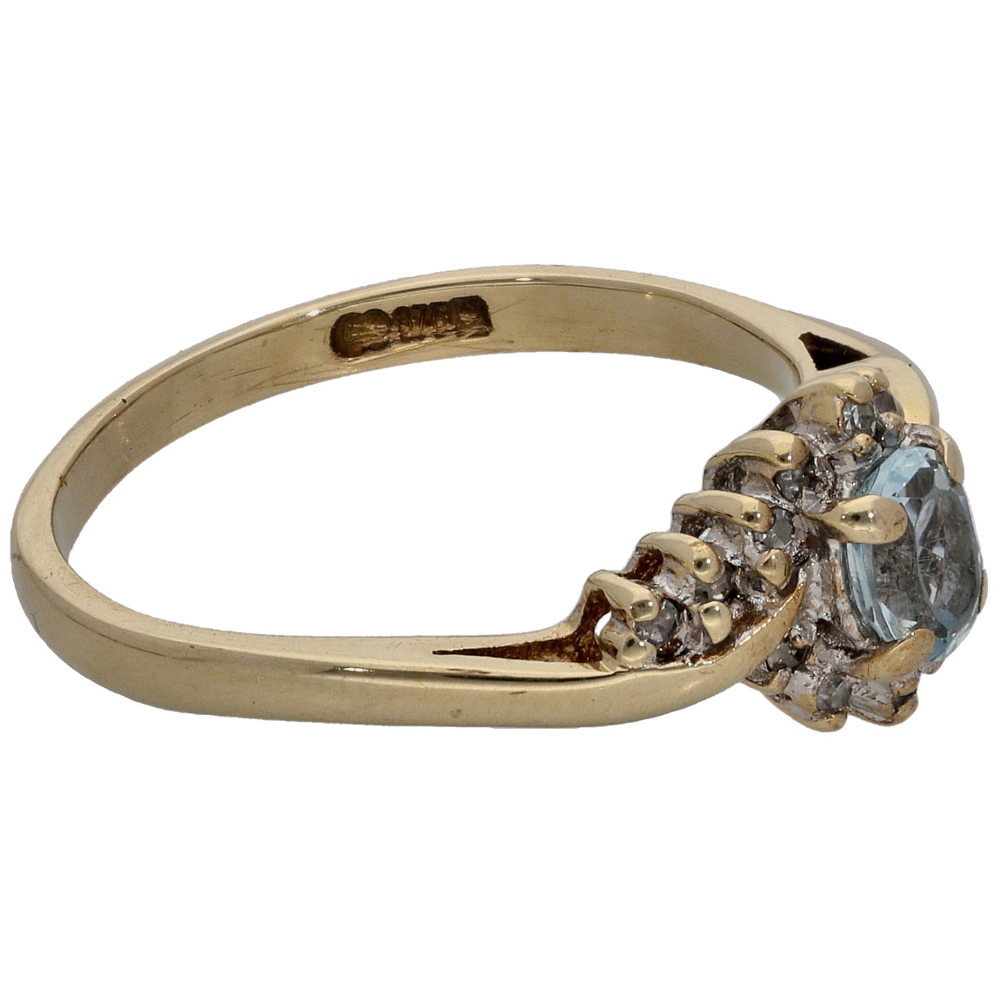 9ct Gold Topaz & 0.07ct Diamond Dress/Cocktail Ring Size K