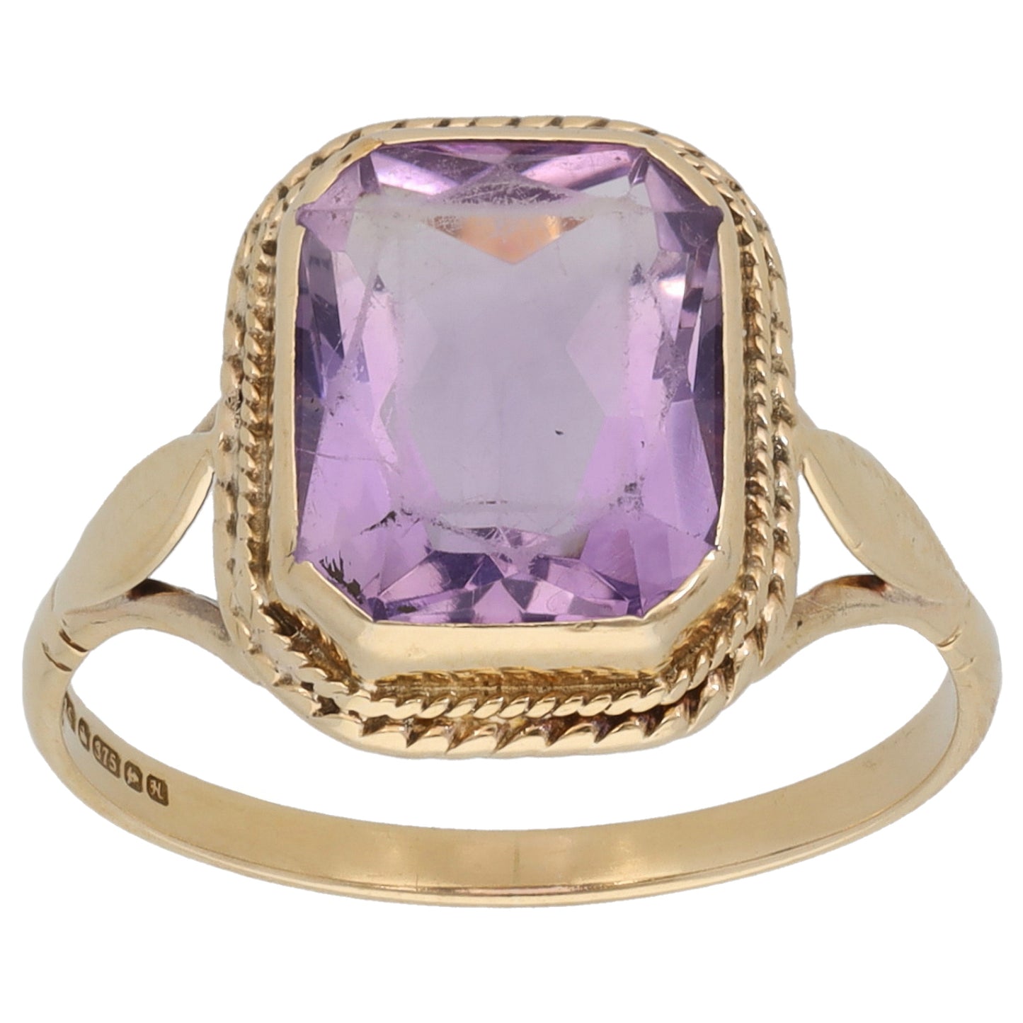 9ct Gold Amethyst Single Stone Ring Size M