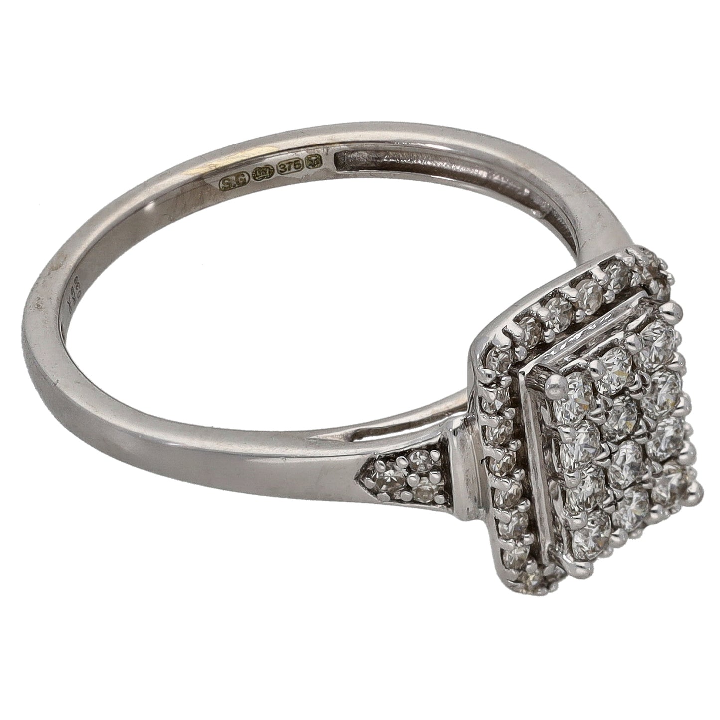 9ct White Gold 0.36ct Diamond Cluster Ring Size M