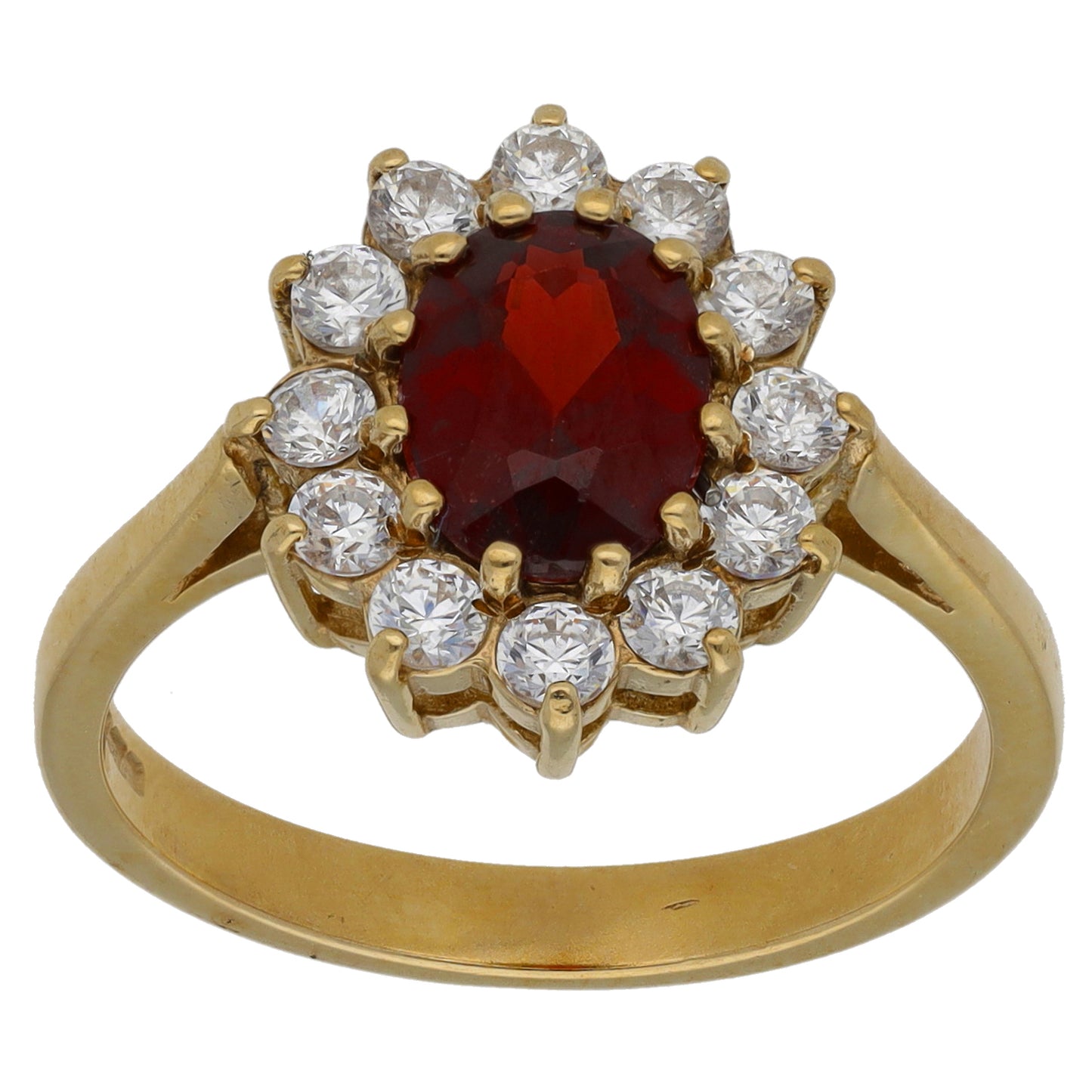 9ct Gold Garnet & Cubic Zirconia Dress/Cocktail Ring Size O